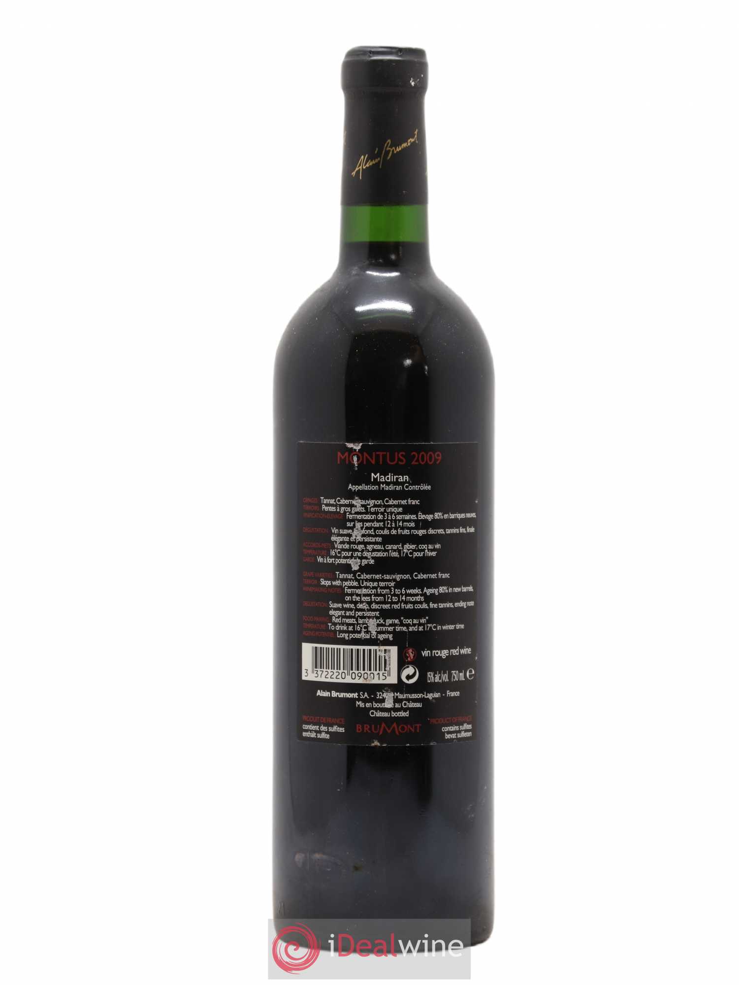 Madiran Château Montus Alain Brumont 2009 - Lot de 1 bouteille - 1