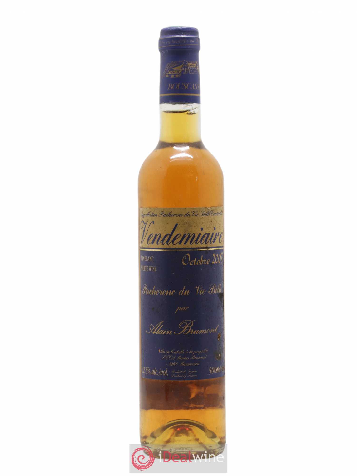 Pacherenc du Vic-Bilh Château Bouscassé Vendemiaire Alain Brumont 50cl 2003 - Posten von 1 Flasche - 0