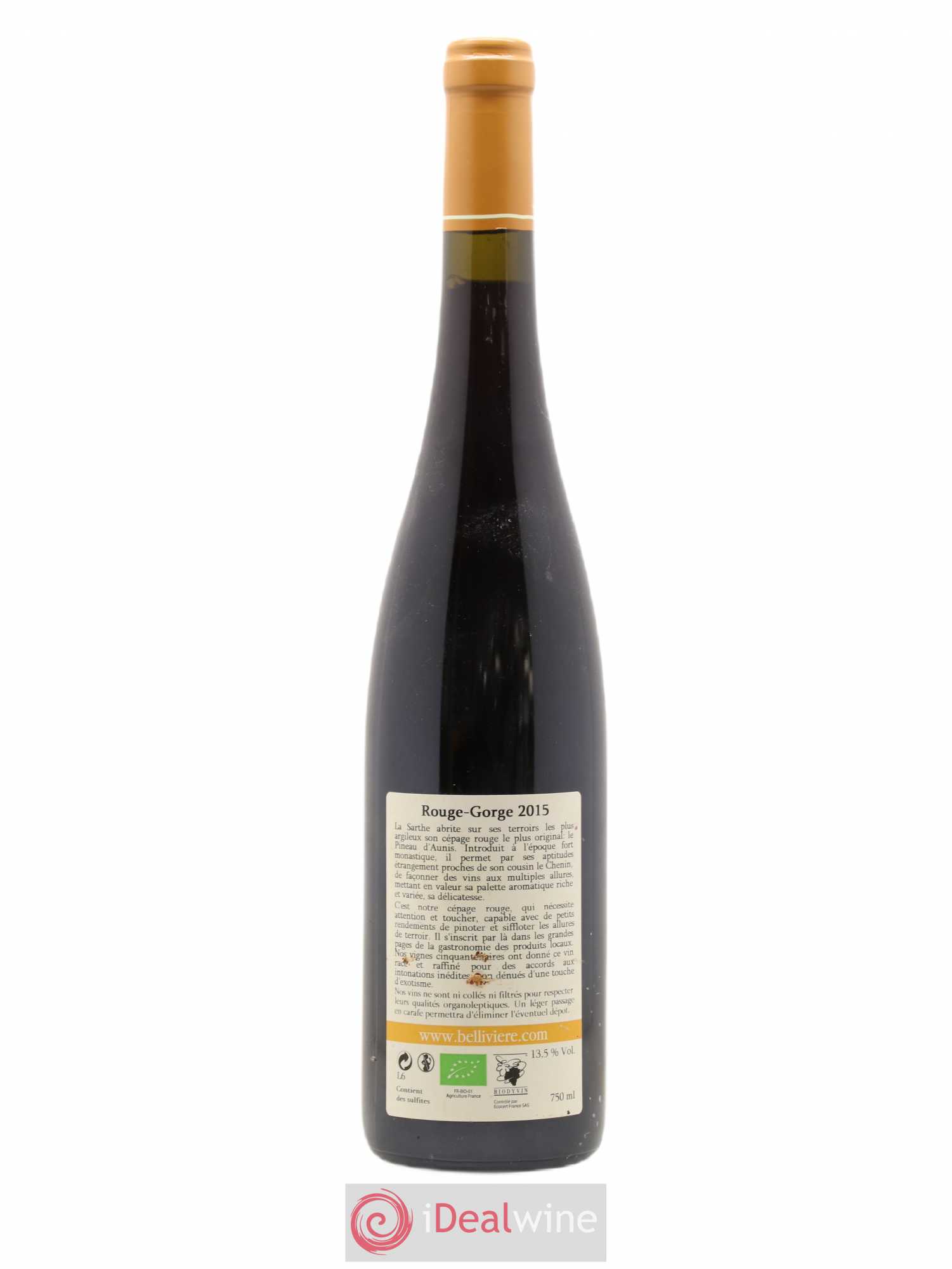 Coteaux du Loir Le Rouge Gorge Domaine de Bellivière 2015 - Lot de 1 bouteille - 1