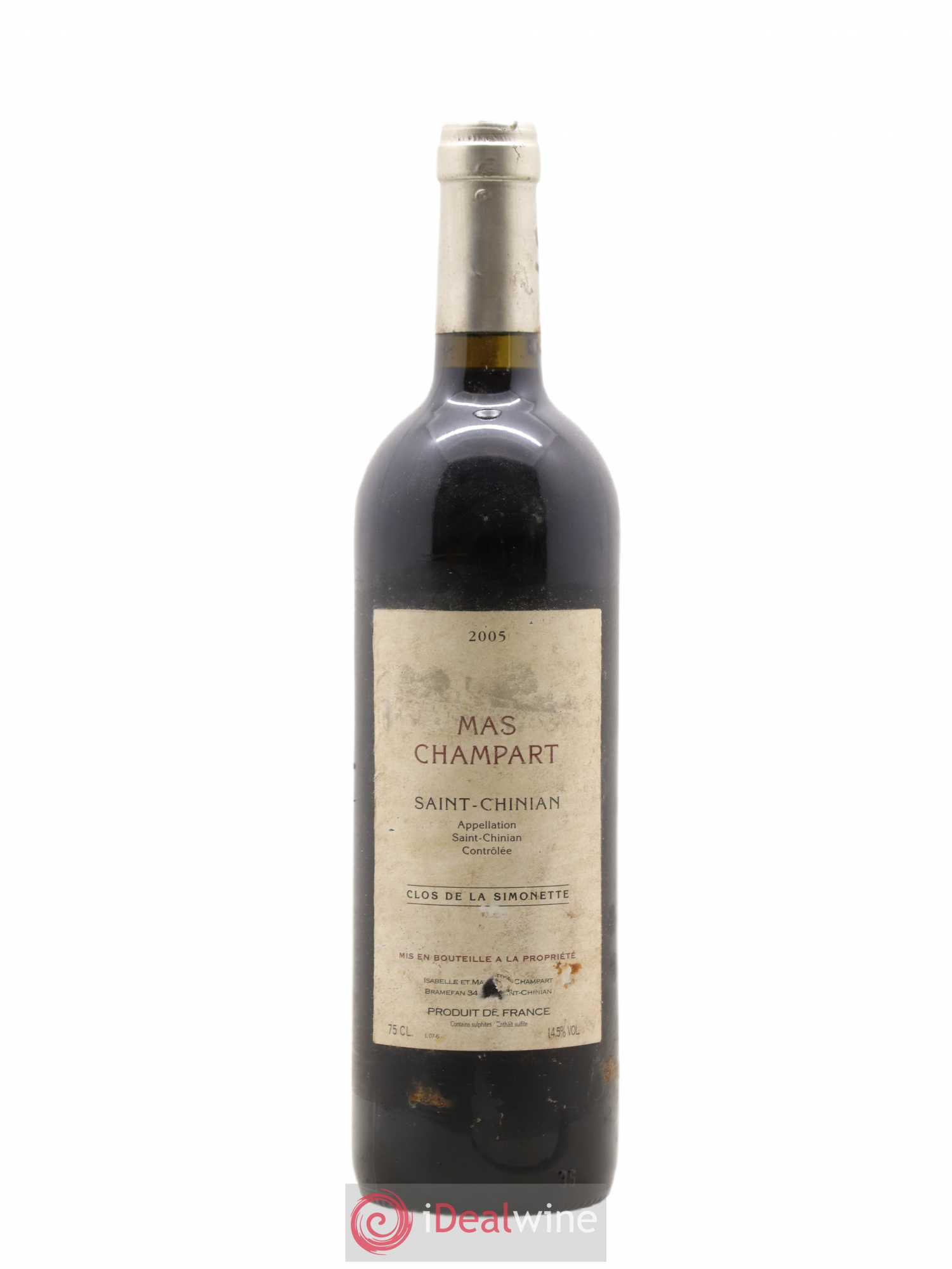 Saint-Chinian Mas Champart Clos de La Simonette Isabelle et Mathieu Champart 2005 - Lot de 1 bouteille - 0
