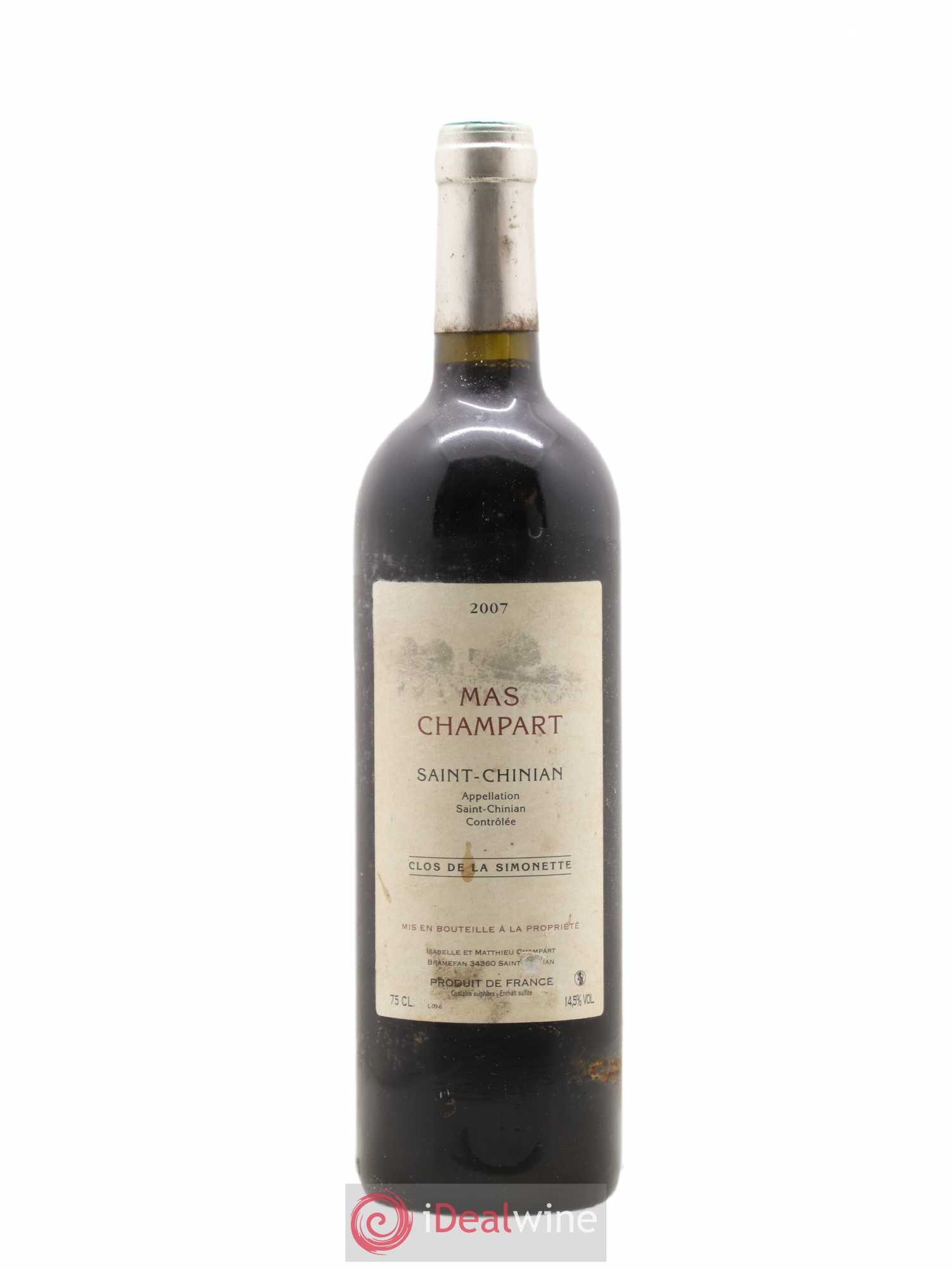 Saint-Chinian Mas Champart Clos de La Simonette Isabelle et Mathieu Champart 2007 - Lot de 1 bouteille - 0