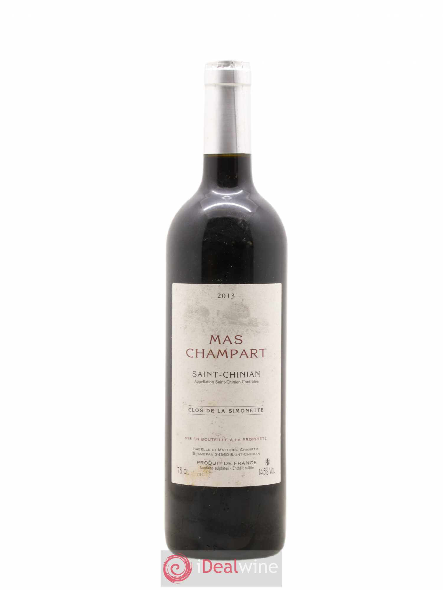 Saint-Chinian Mas Champart Clos de La Simonette Isabelle et Mathieu Champart 2013 - Lot de 1 bouteille - 0