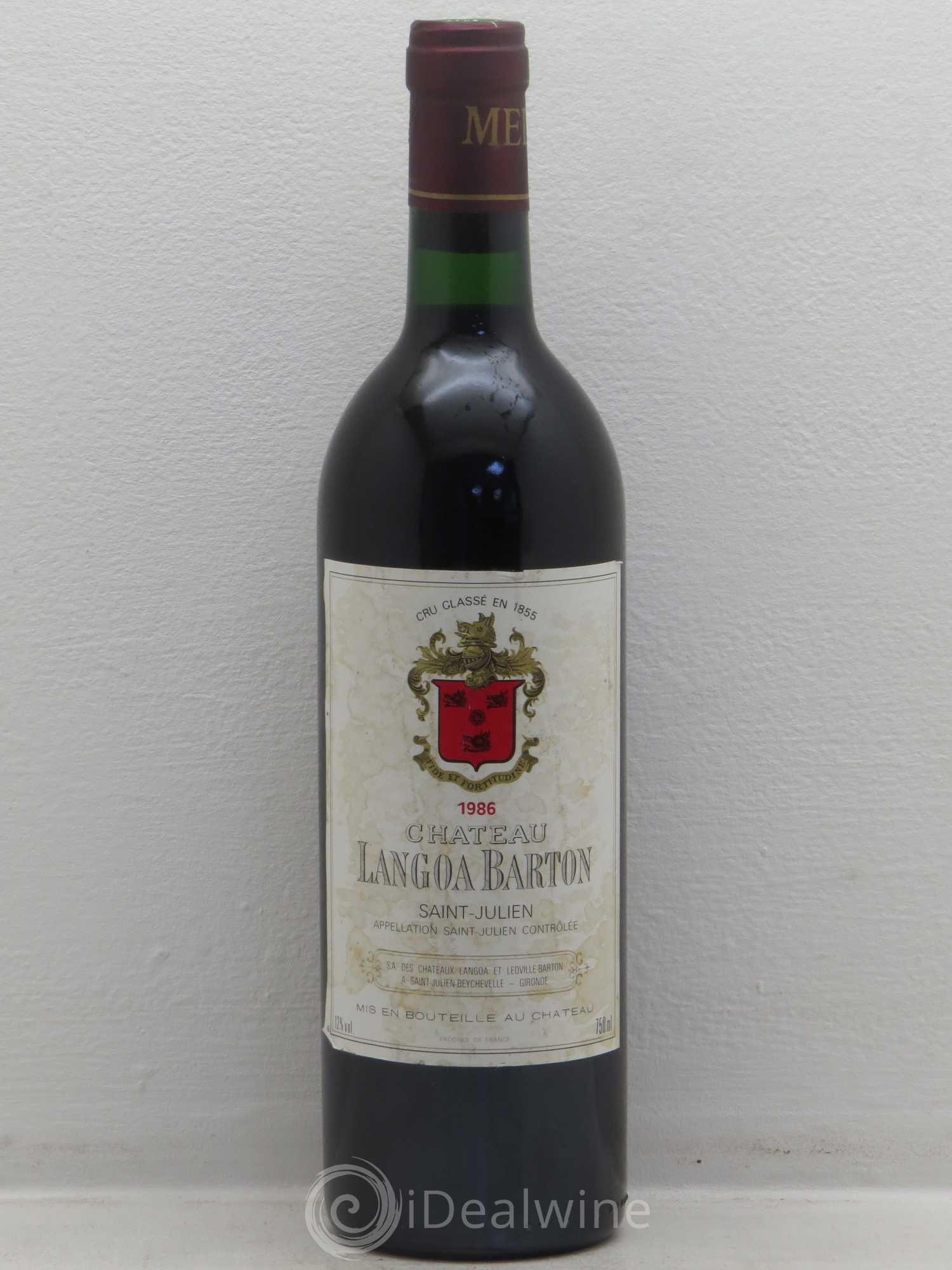 Château Langoa Barton 3ème Grand Cru Classé 1986 - Lot de 1 bouteille - 0