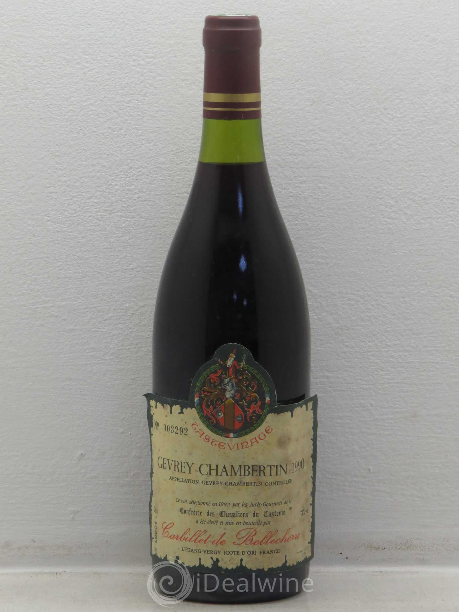 Gevrey-Chambertin Tastevinage Carbillet de Bellecherre 1990 - Posten von 1 Flasche - 0