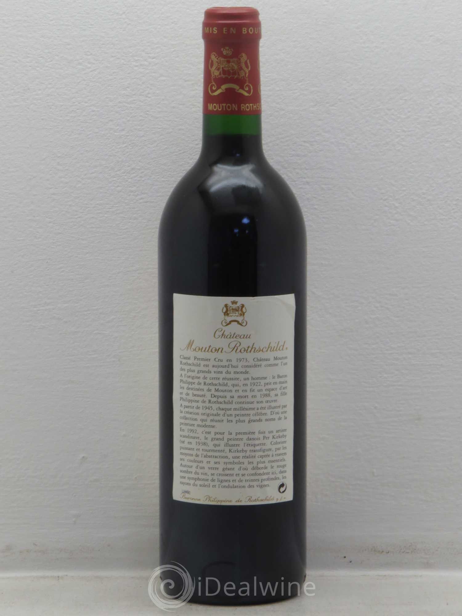 Château Mouton Rothschild 1er Grand Cru Classé 1992 - Lot de 1 bouteille - 1