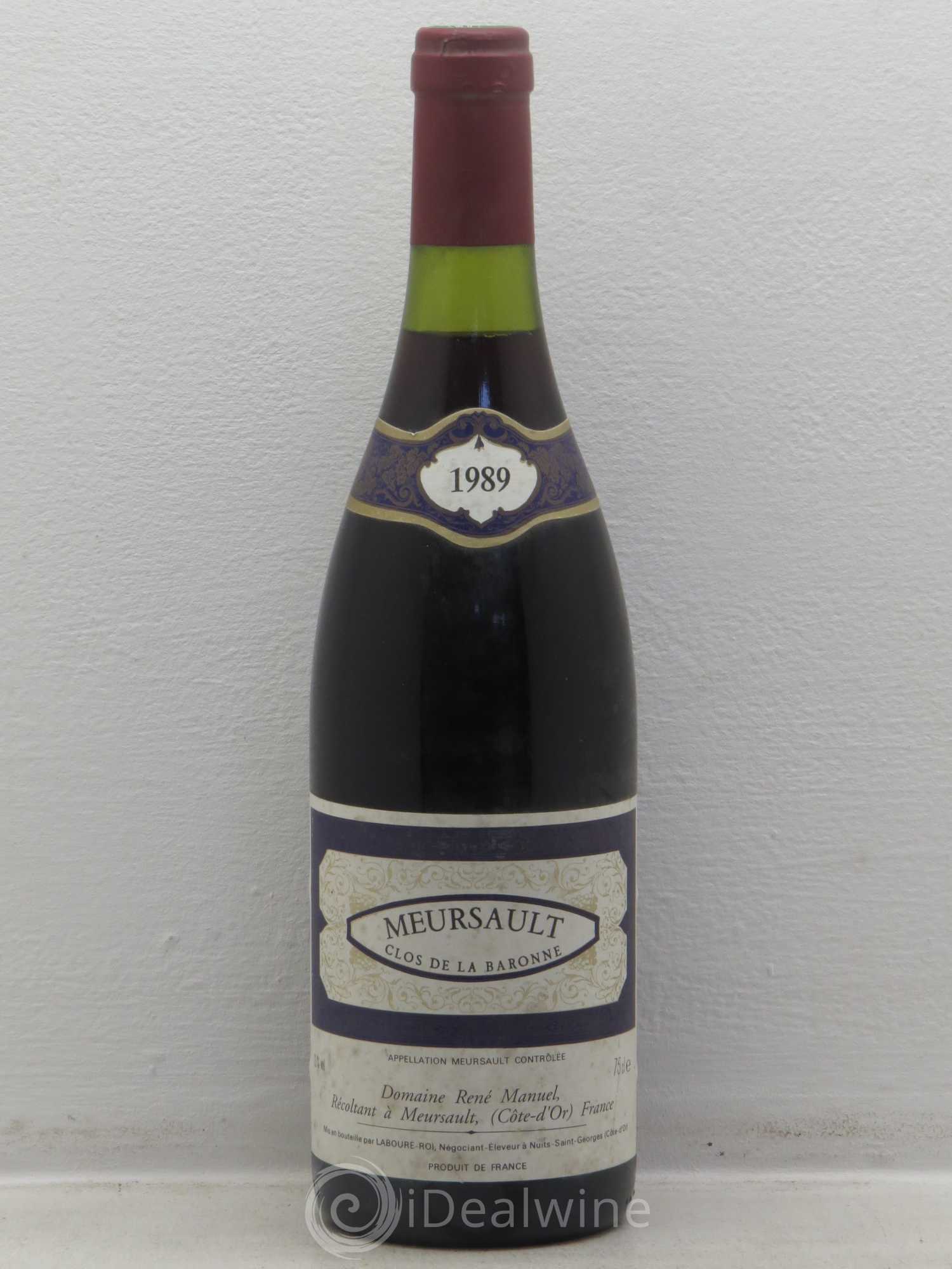 Meursault Clos de la Baronne - domaine René Manuel (sans prix de réserve) 1989 - Posten von 1 Flasche - 0