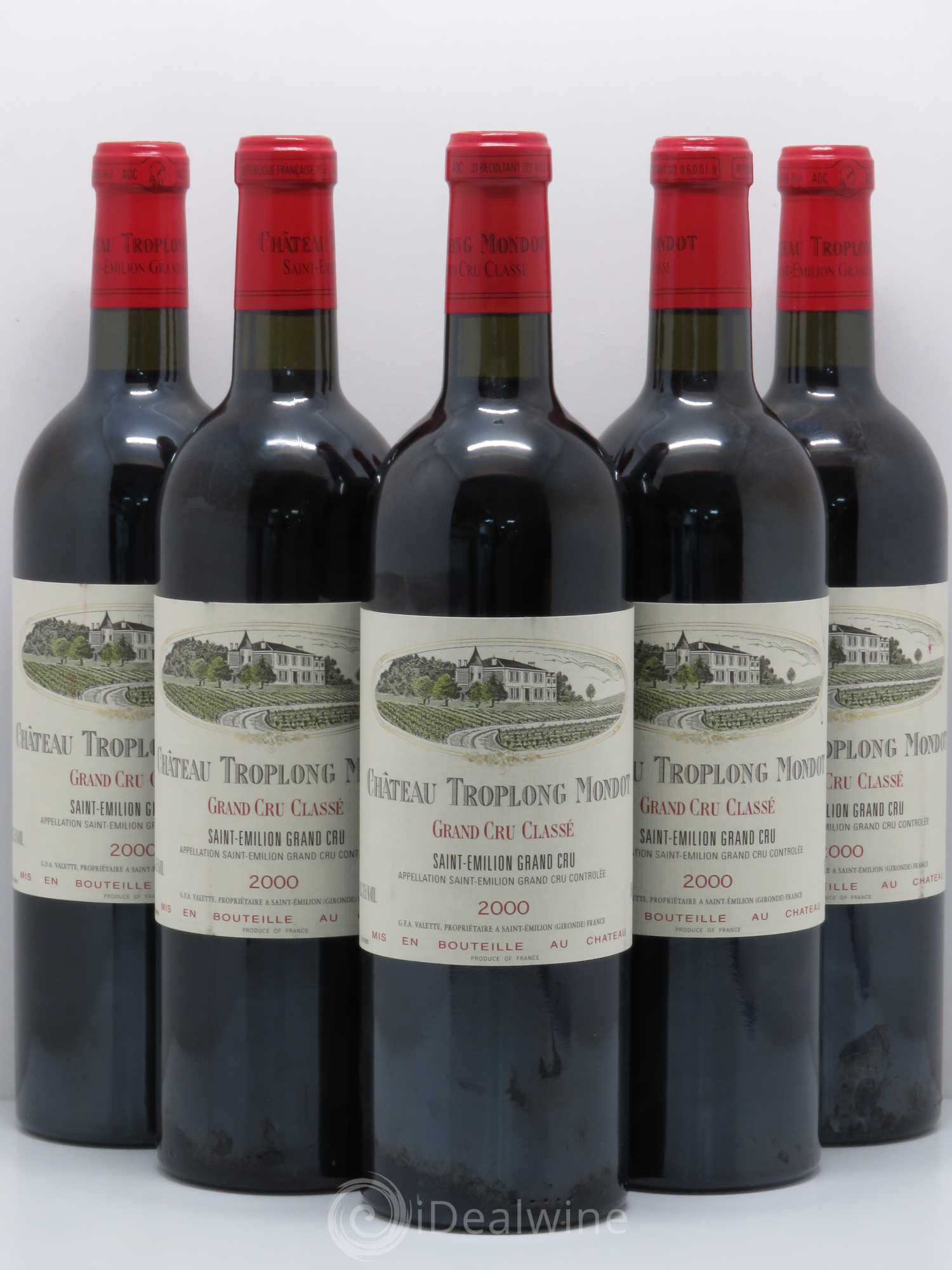 Château Troplong Mondot 1er Grand Cru Classé B 2000 - Lot de 5 bouteilles - 0