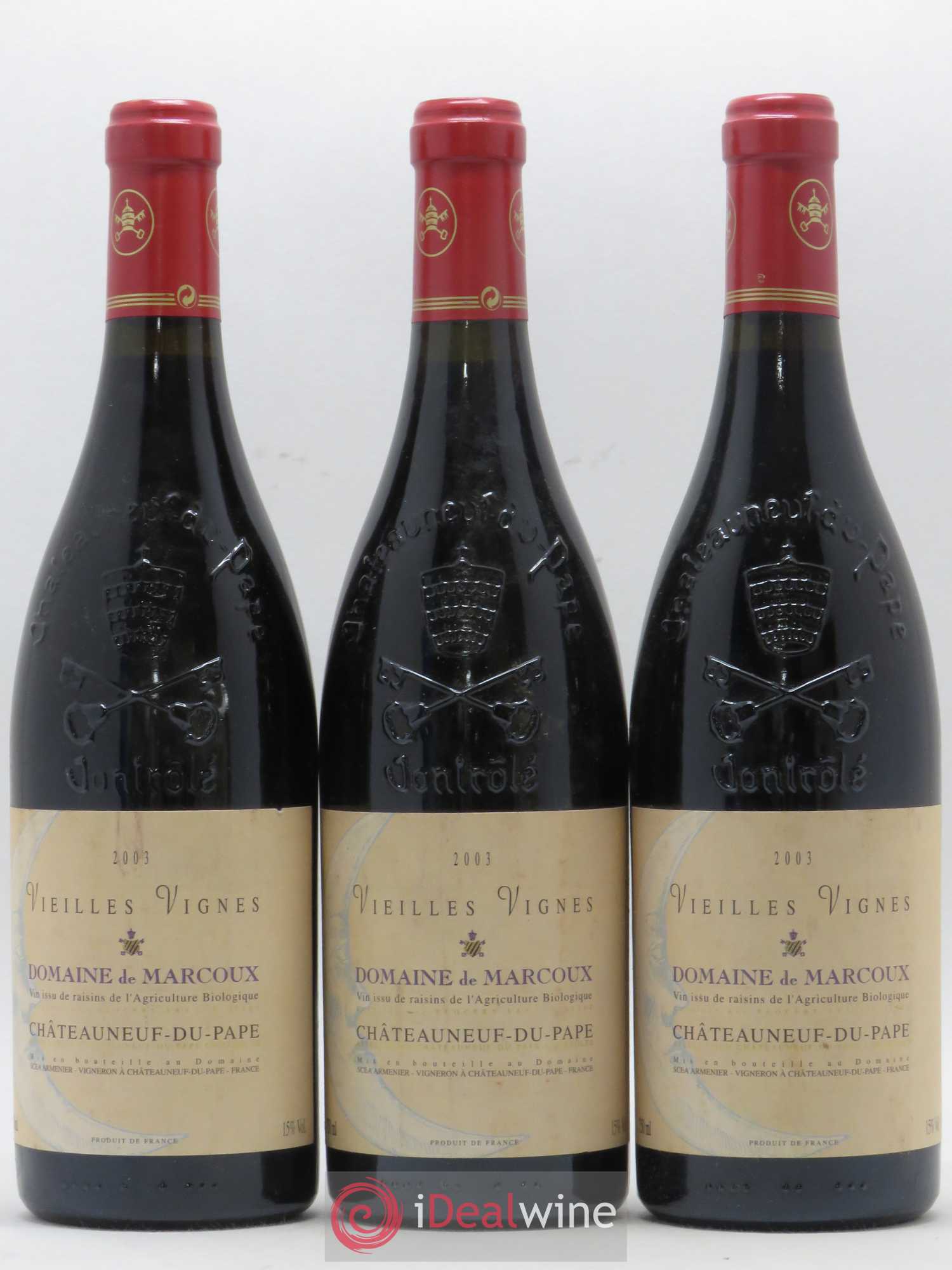 Châteauneuf-du-Pape Vieilles Vignes Marcoux (Domaine de) 2003 - Lot de 3 bouteilles - 0