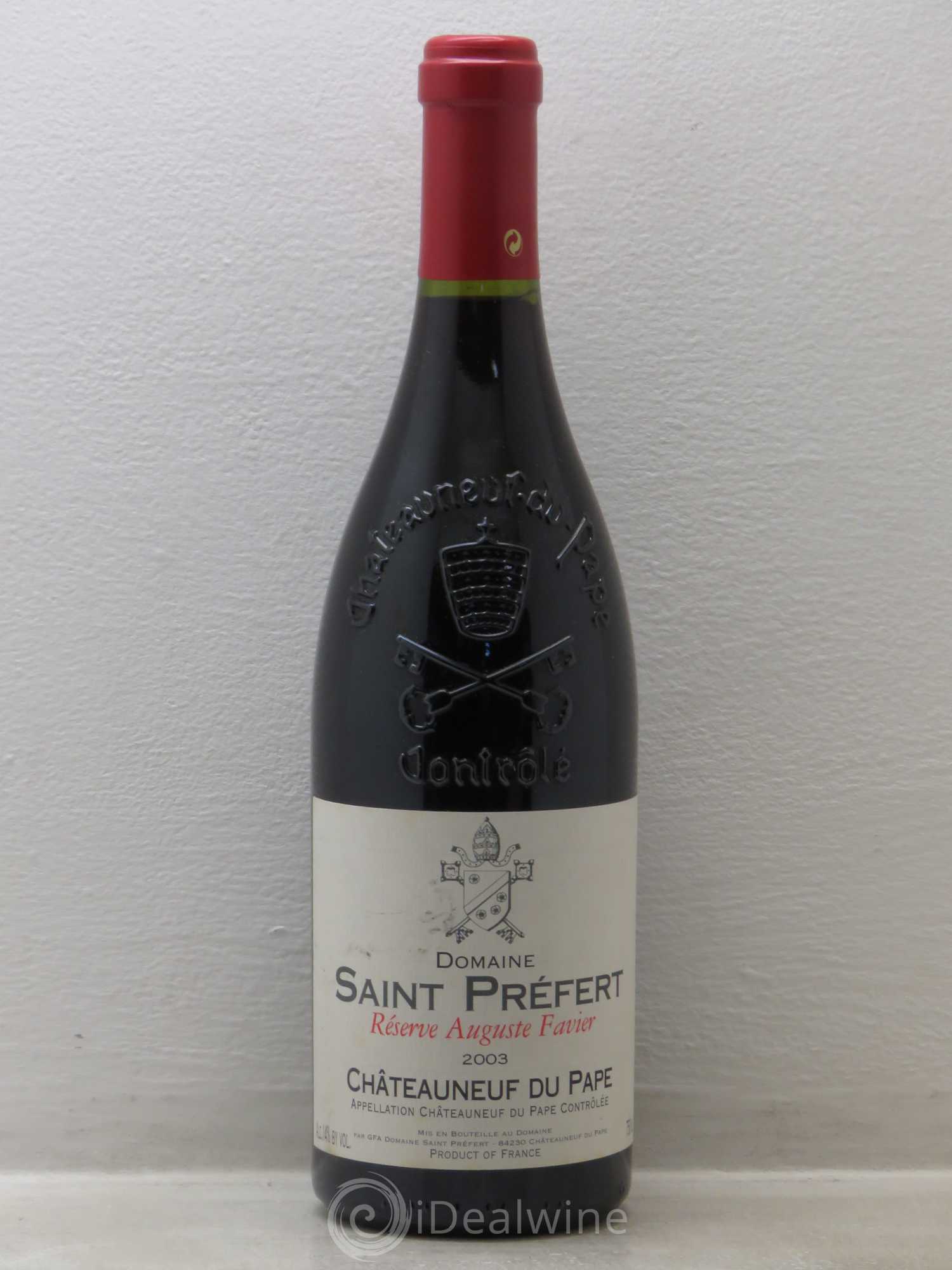 Châteauneuf-du-Pape Réserve Auguste Favier Domaine Saint-Préfert 2003 - Lot de 1 bouteille - 0