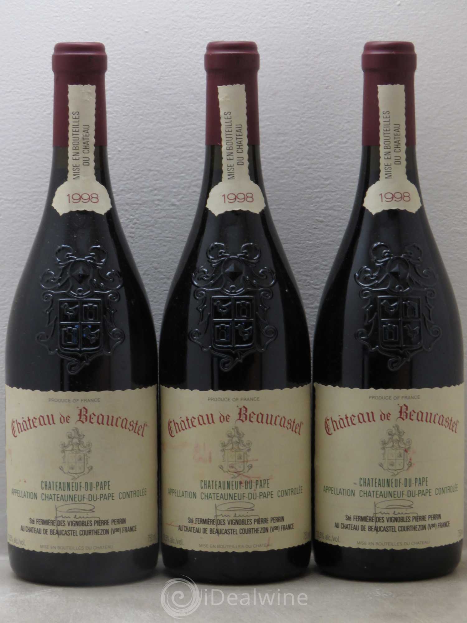 Châteauneuf-du-Pape Château de Beaucastel Famille Perrin 1998 - Lot de 3 bouteilles - 0