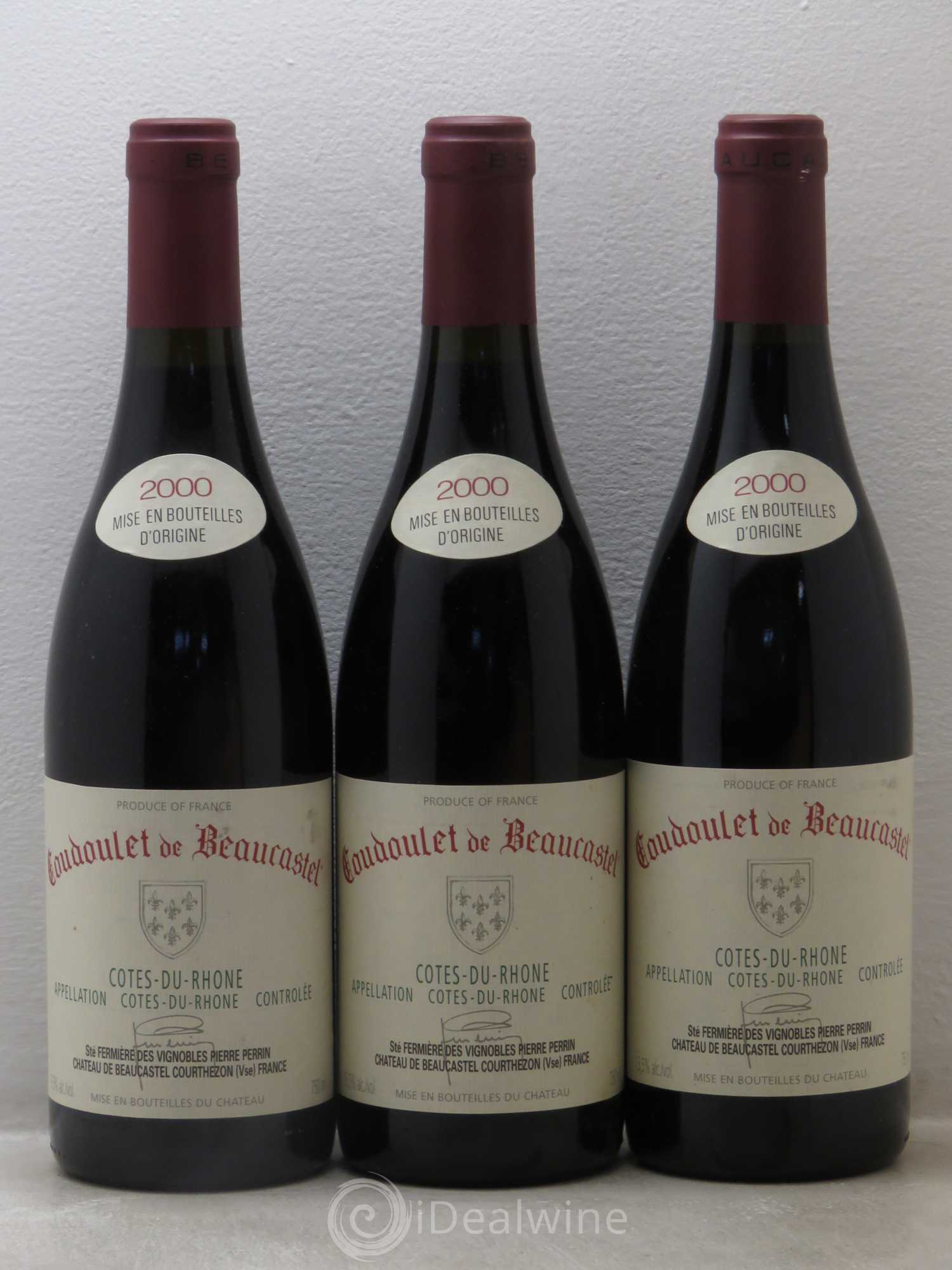 Côtes-du-Rhône Coudoulet de Beaucastel Famille Perrin 2000 - Lot de 3 bouteilles - 0