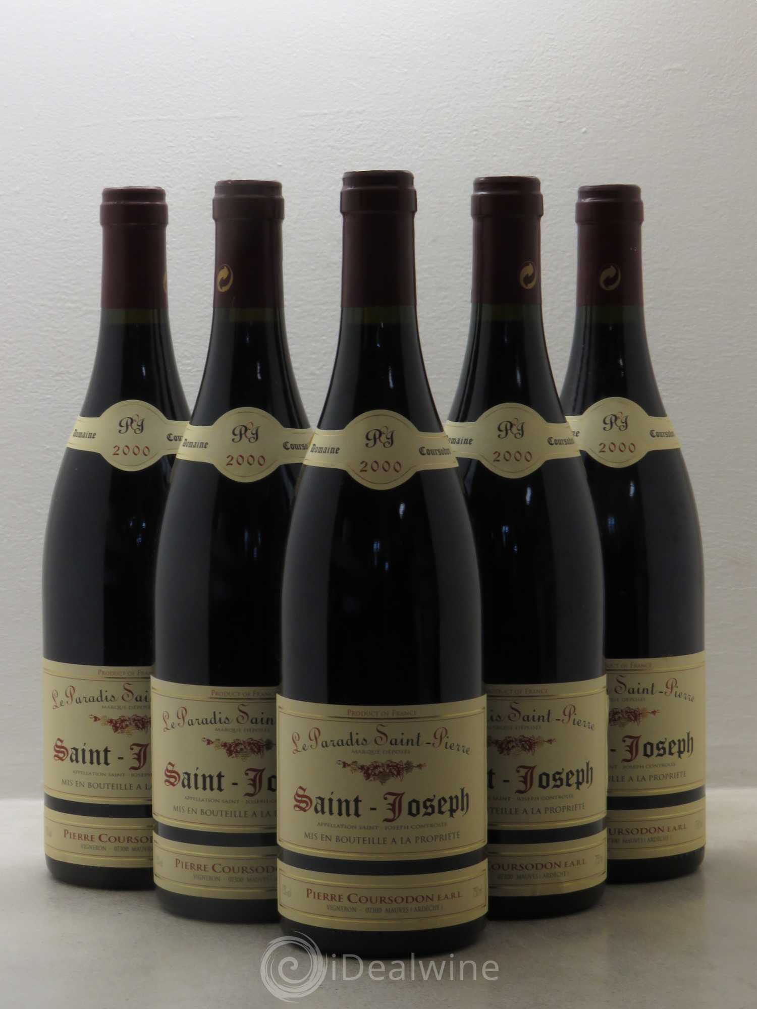Saint-Joseph Le Paradis Saint-Pierre Pierre et Jérôme Coursodon 2000 - Lot de 5 bouteilles - 0