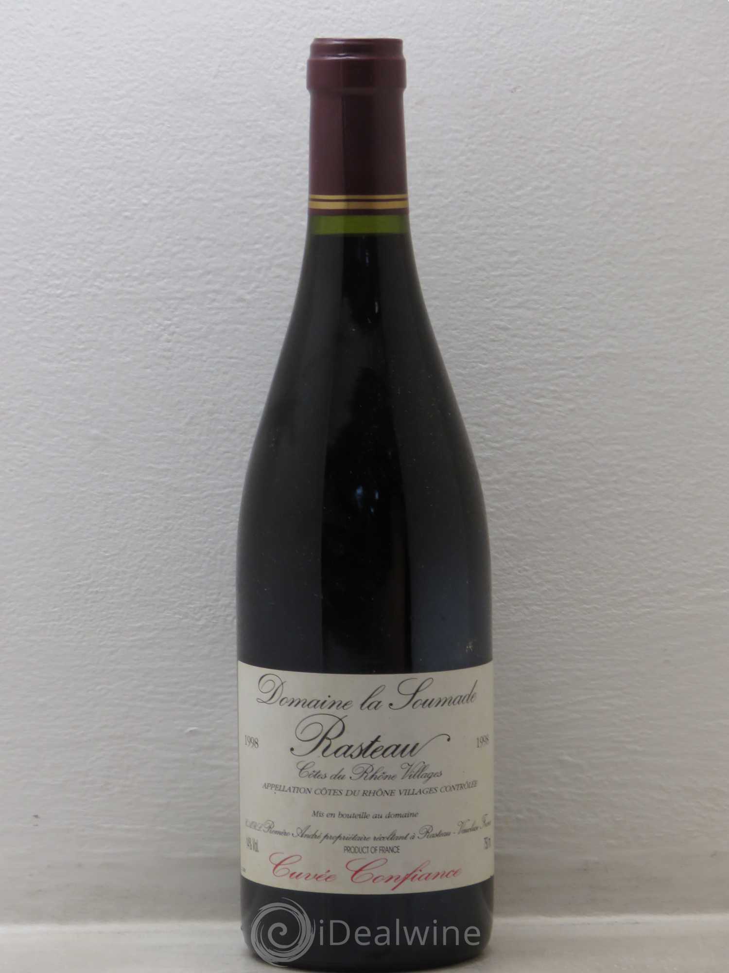 Rasteau Cuvée Confiance La Soumade (Domaine) 1998 - Lot de 1 bouteille - 0