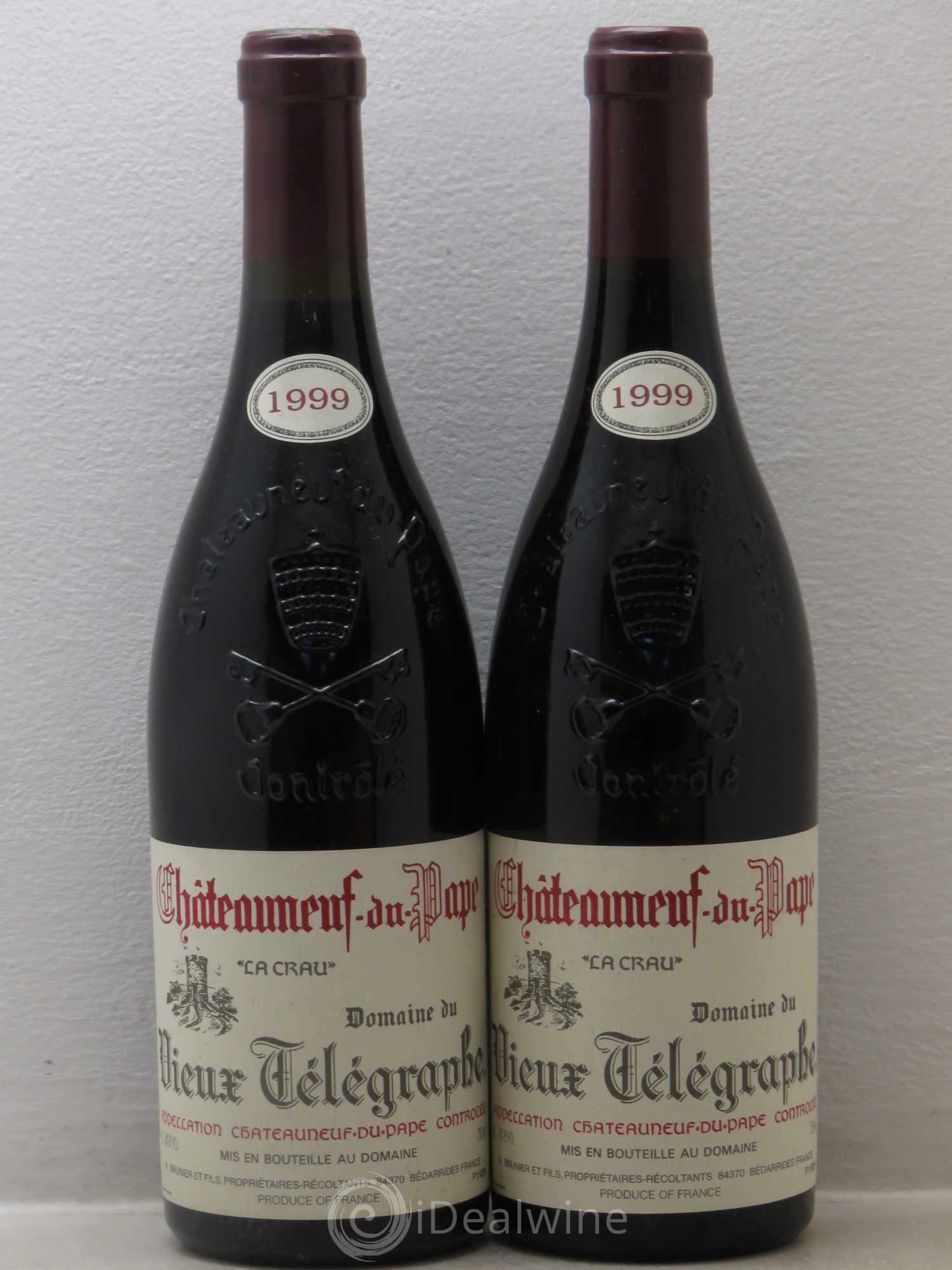Châteauneuf-du-Pape Vieux Télégraphe (Domaine du) Vignobles Brunier 1999 - Lot de 2 bouteilles - 0