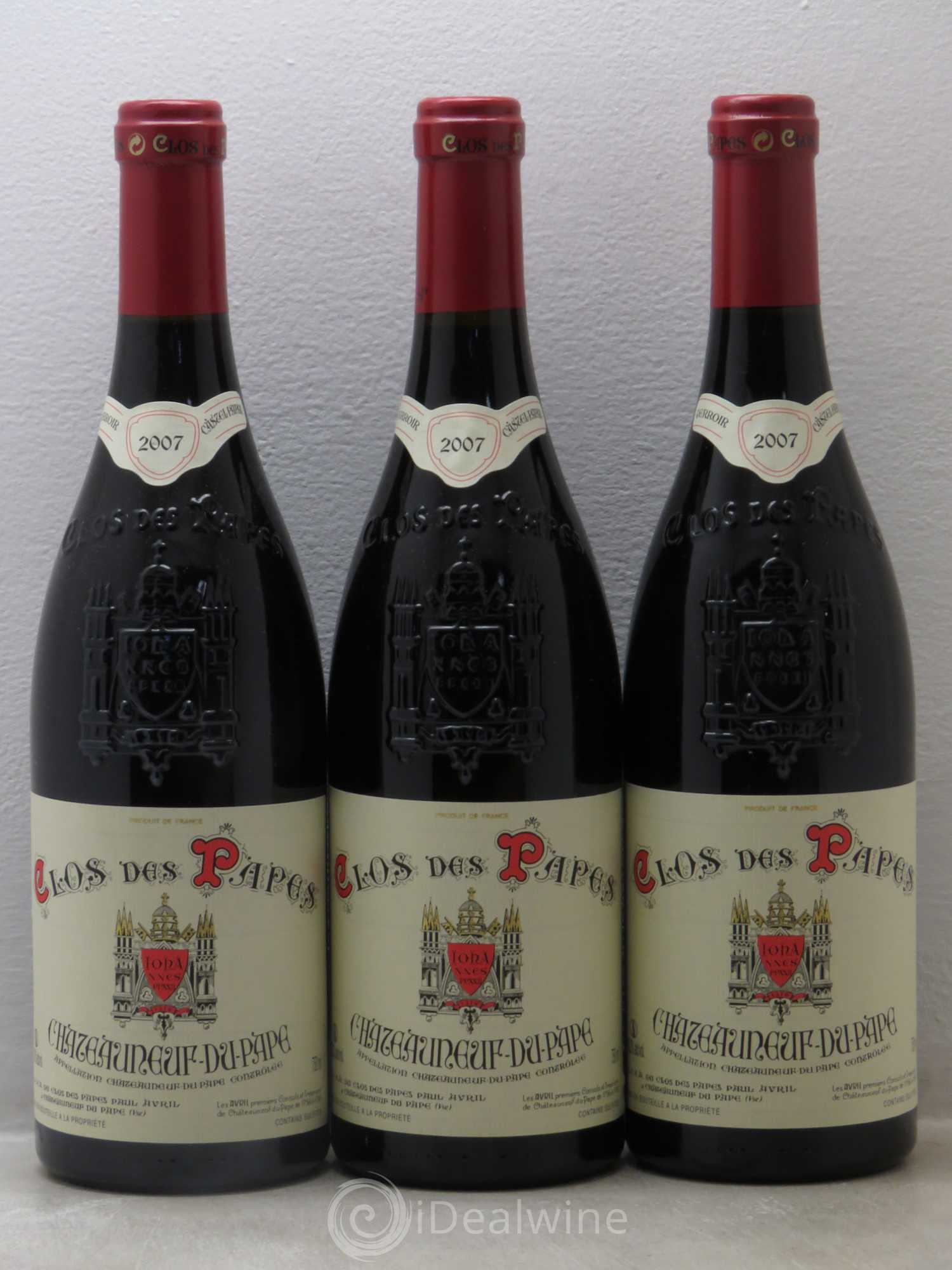 Châteauneuf-du-Pape Clos des Papes - Paul Avril 2007 - Lot de 3 bouteilles - 0
