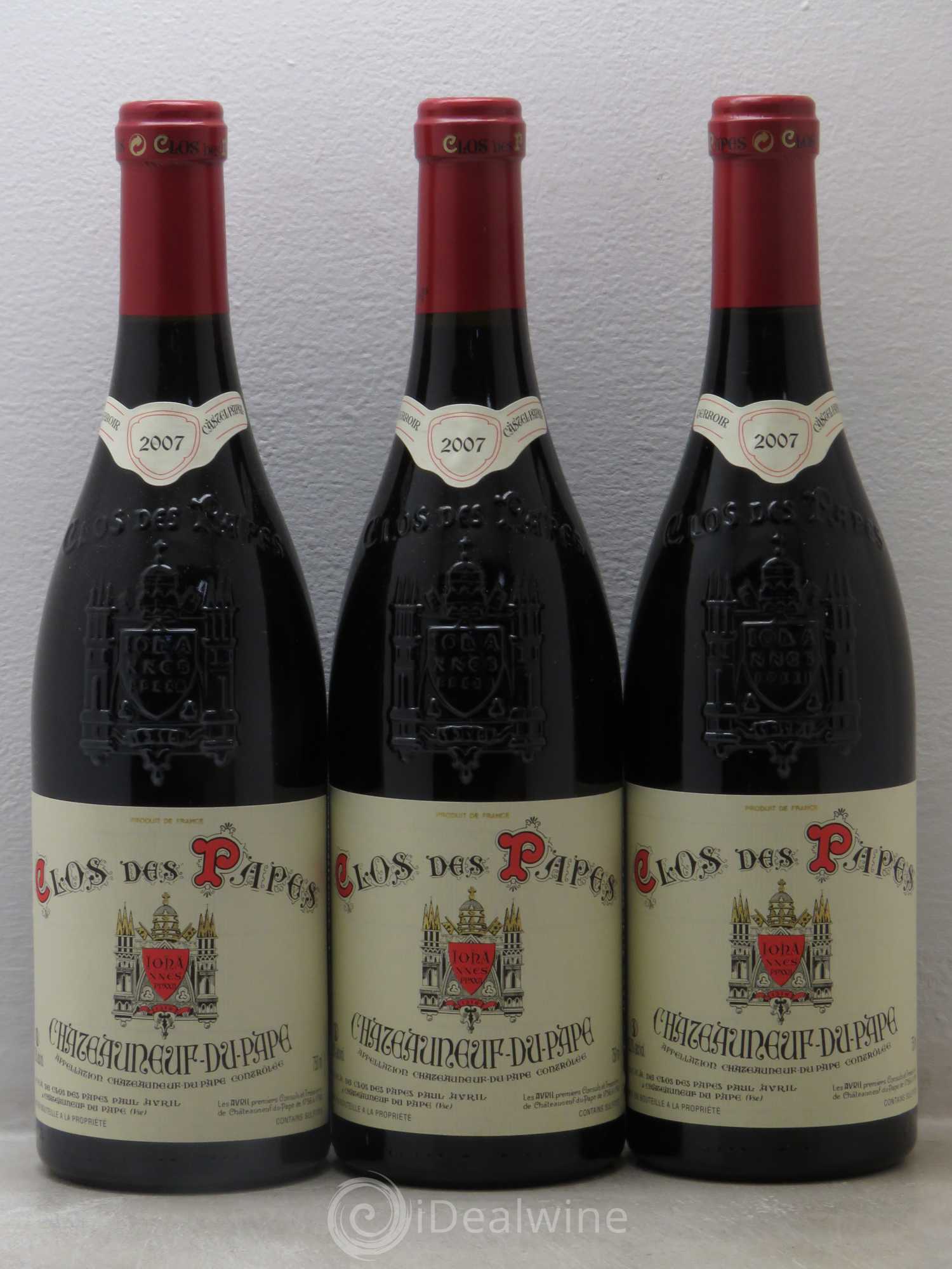 Châteauneuf-du-Pape Clos des Papes - Paul Avril 2007 - Lot de 3 bouteilles - 0