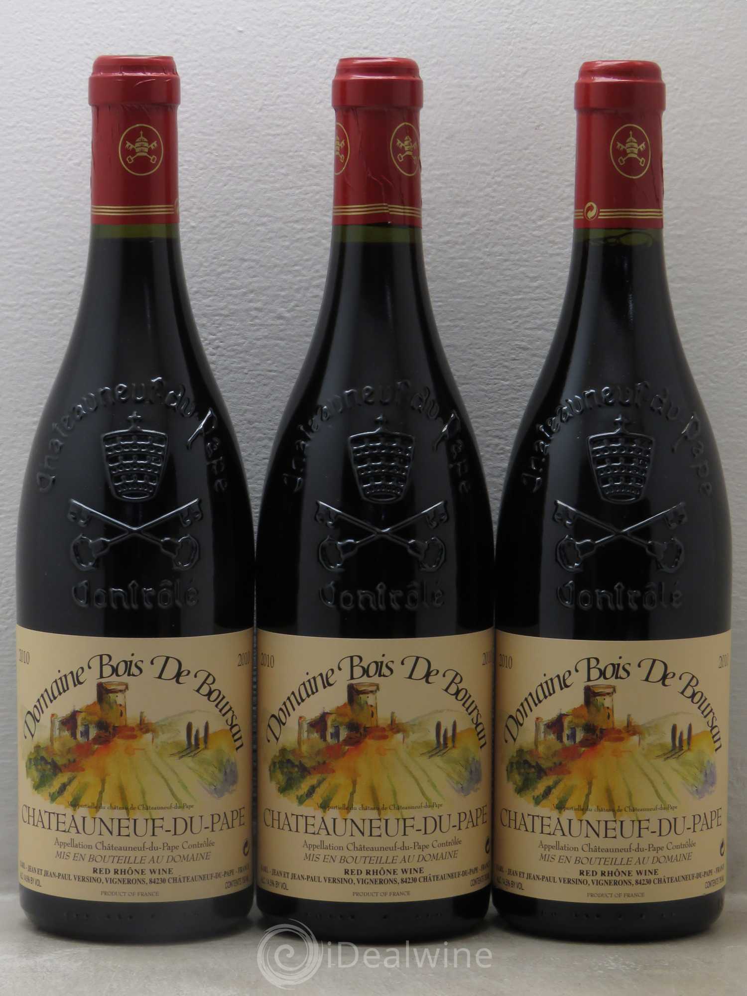 Châteauneuf-du-Pape Domaine Bois de Boursan (Domaine) Jean et Jean-Paul Versino 2010 - Lot de 3 bouteilles - 0