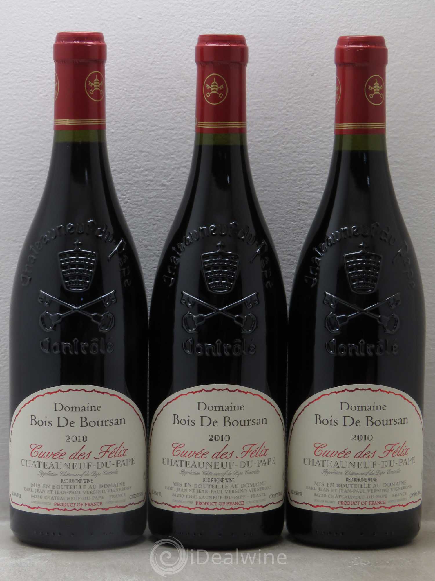Châteauneuf-du-Pape Bois de Boursan (Domaine) Cuvée des Félix Jean et Jean-Paul Versino 2010 - Lot de 3 bouteilles - 0