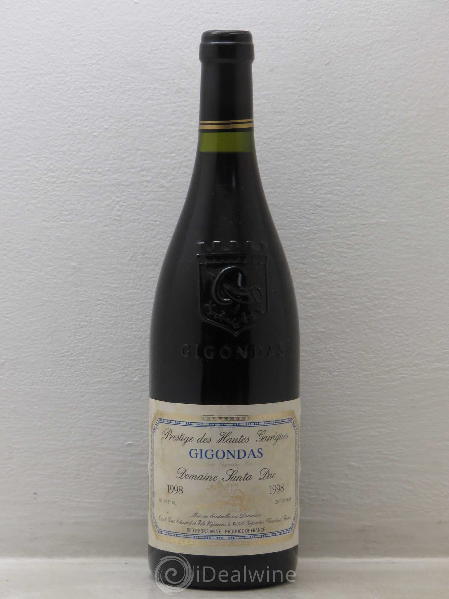 Gigondas Santa Duc (Domaine) Hautes Garrigues Famille Gras 1998 - Lot de 1 bouteille - 0
