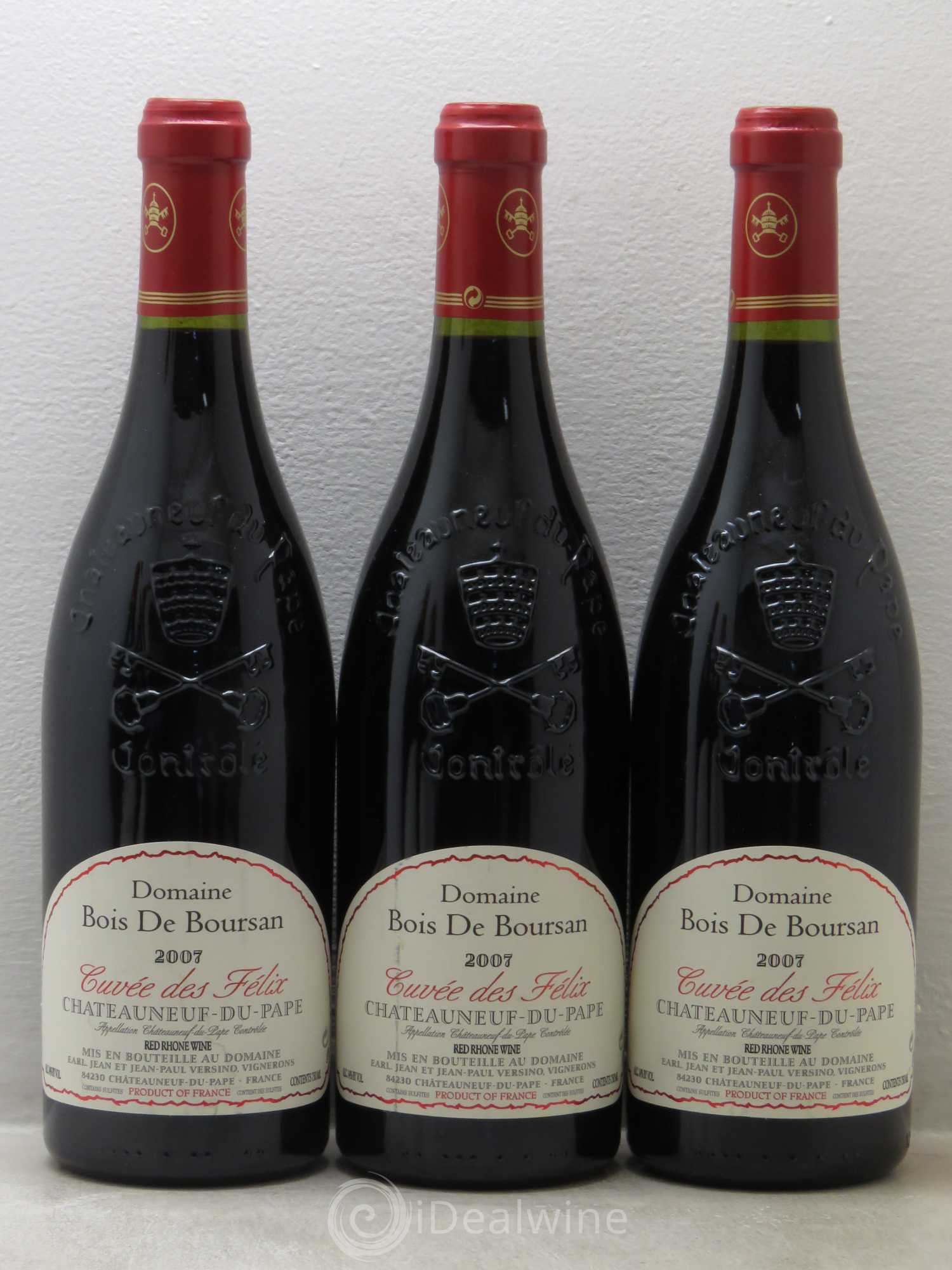 Châteauneuf-du-Pape Bois de Boursan (Domaine) Cuvée des Félix Jean et Jean-Paul Versino 2007 - Lot de 5 bouteilles - 1