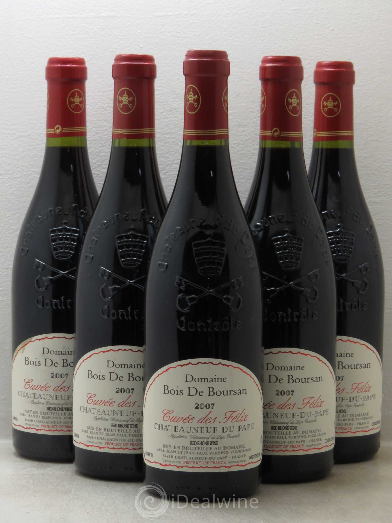 Châteauneuf-du-Pape Bois de Boursan (Domaine) Cuvée des Félix Jean et Jean-Paul Versino 2007 - Lot de 5 bouteilles - 0