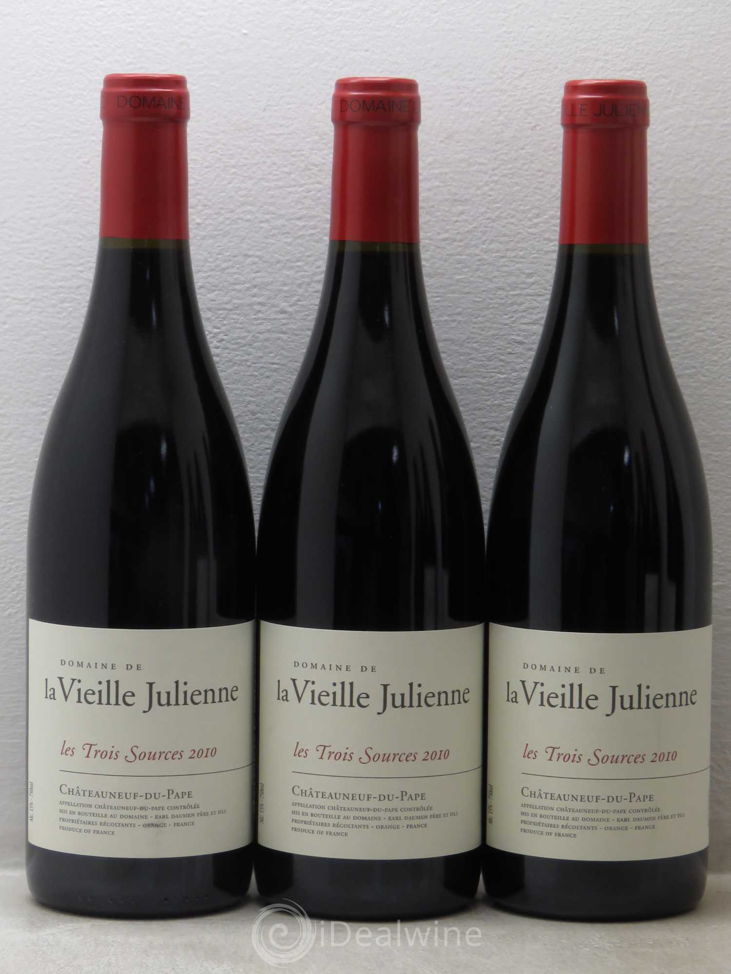 Châteauneuf-du-Pape Vieille Julienne (Domaine de la) Les Trois Sources Jean-Paul Daumen 2010 - Lot de 6 bouteilles - 1