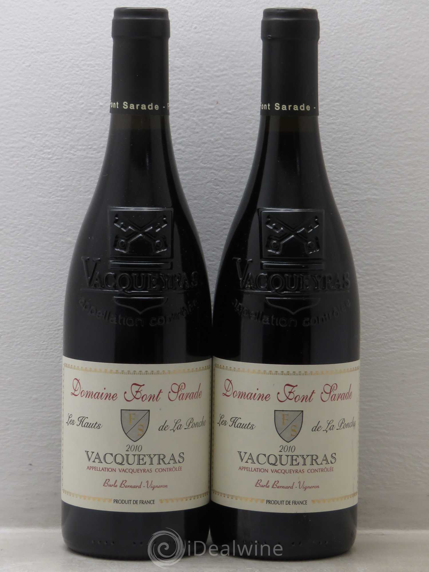 Vacqueyras Les Hauts de la Ponche Domaine Font Sarade 2010 - Posten von 2 Flaschen - 0