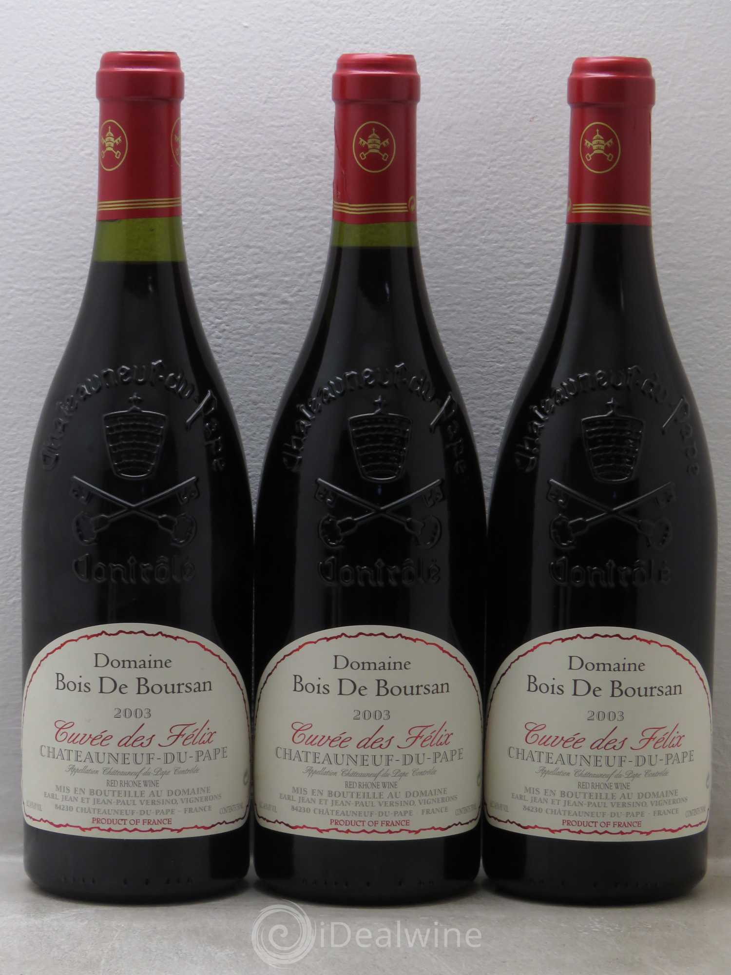 Châteauneuf-du-Pape Bois de Boursan (Domaine) Cuvée des Félix Jean et Jean-Paul Versino 2003 - Lot de 5 bouteilles - 1