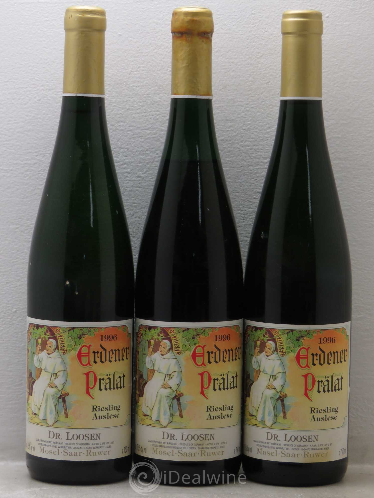 Riesling Dr Loosen Erdener Pralat Riesling Auslese Gold Capsul 1996 - Posten von 3 Flaschen - 0