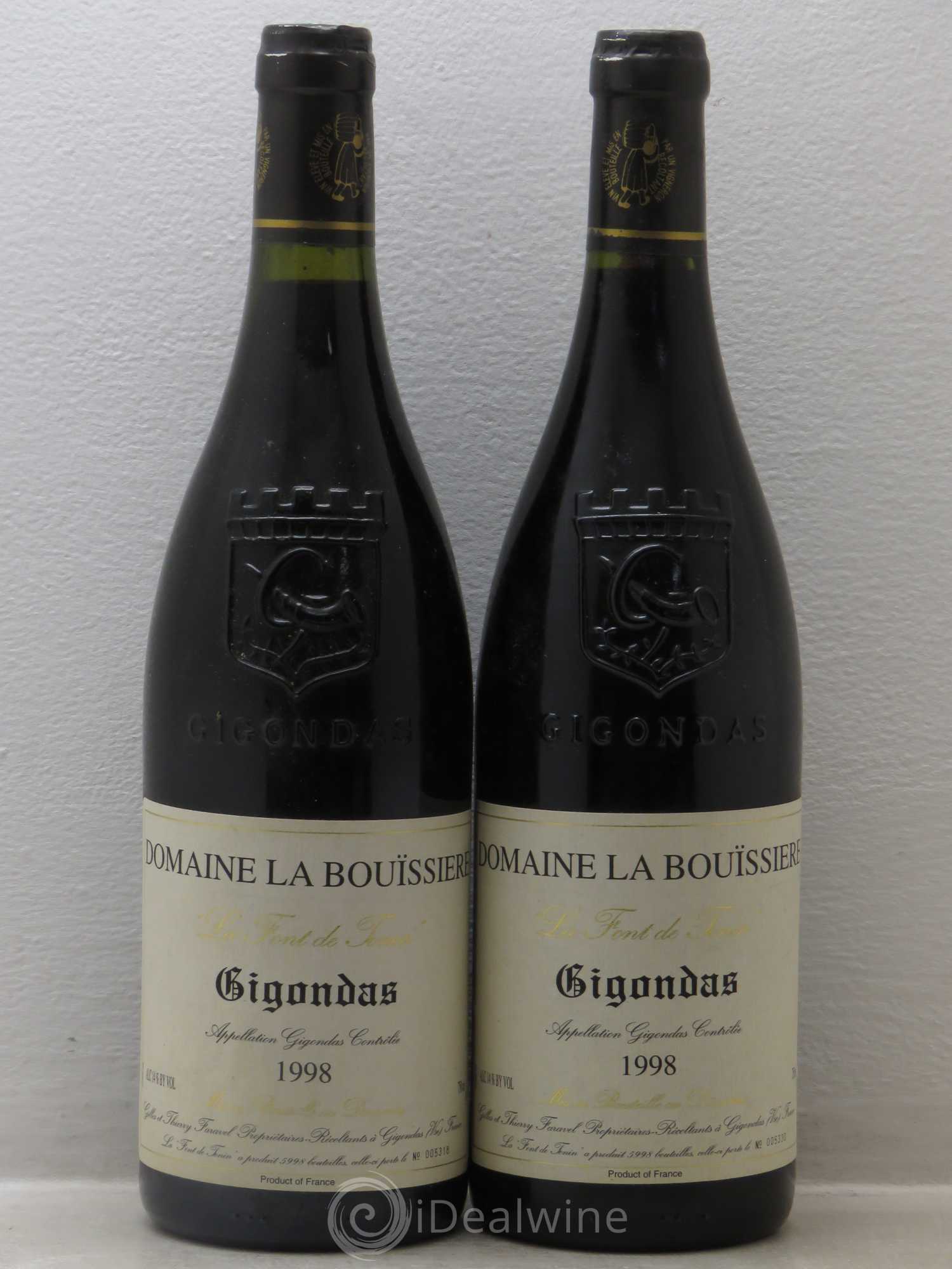 Gigondas La Font de Tonin La Bouïssière 1998 - Lot de 2 bouteilles - 0