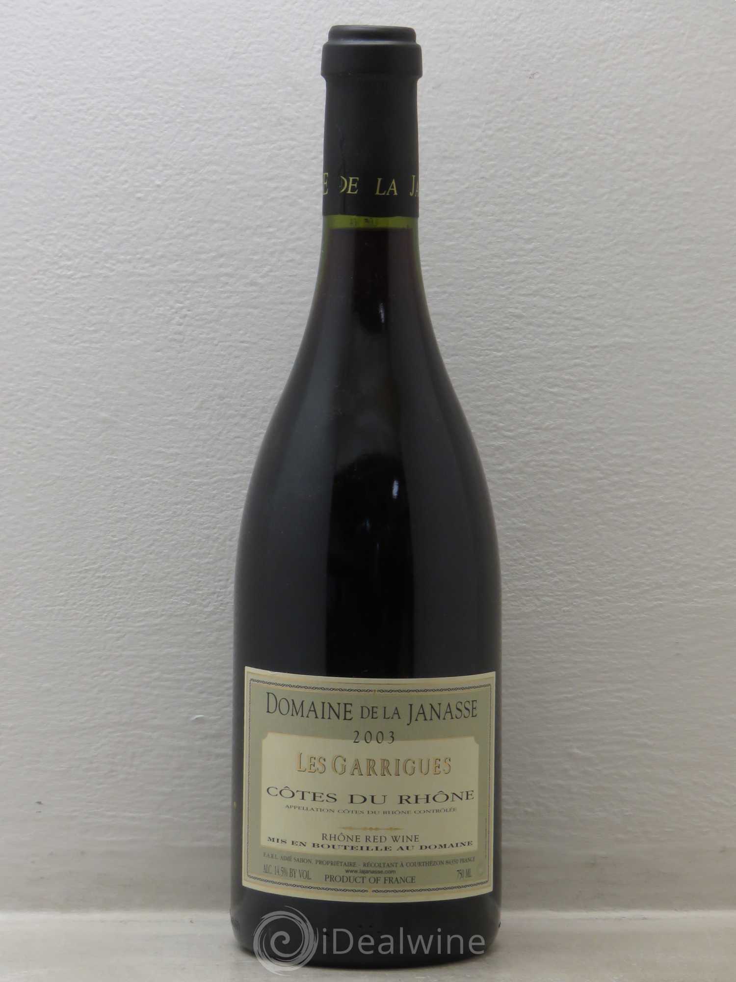 Côtes-du-Rhône La Janasse (Domaine de) Aimé Sabon Les Garrigues 2003 - Lot de 1 bouteille - 0