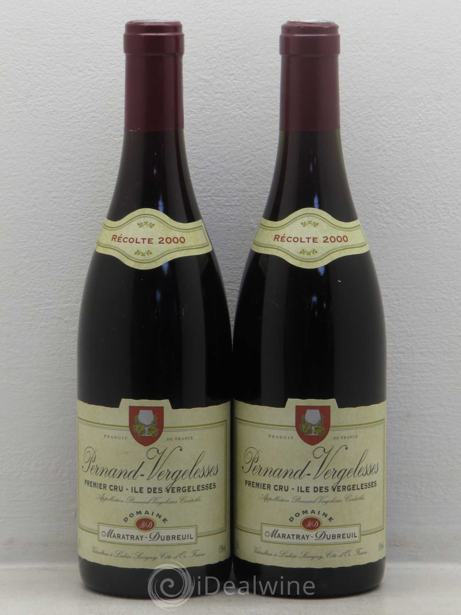 Pernand-Vergelesses 1er Cru Ile des Vergelesses - Maratray-Dubreuil 2000 - Posten von 2 Flaschen - 0
