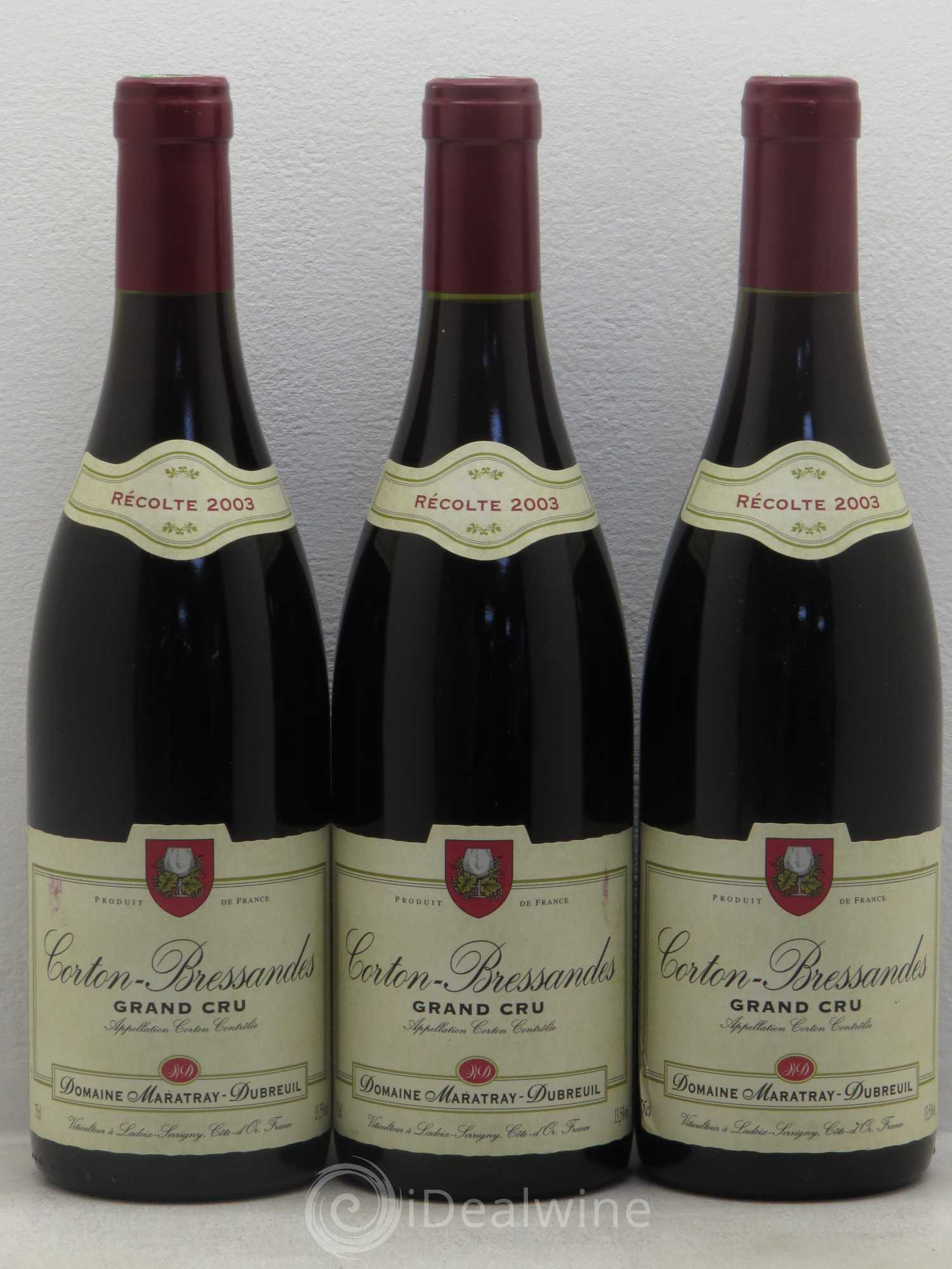 Corton Grand Cru Bressandes - Maurice Maratray 2003 - Posten von 3 Flaschen - 0