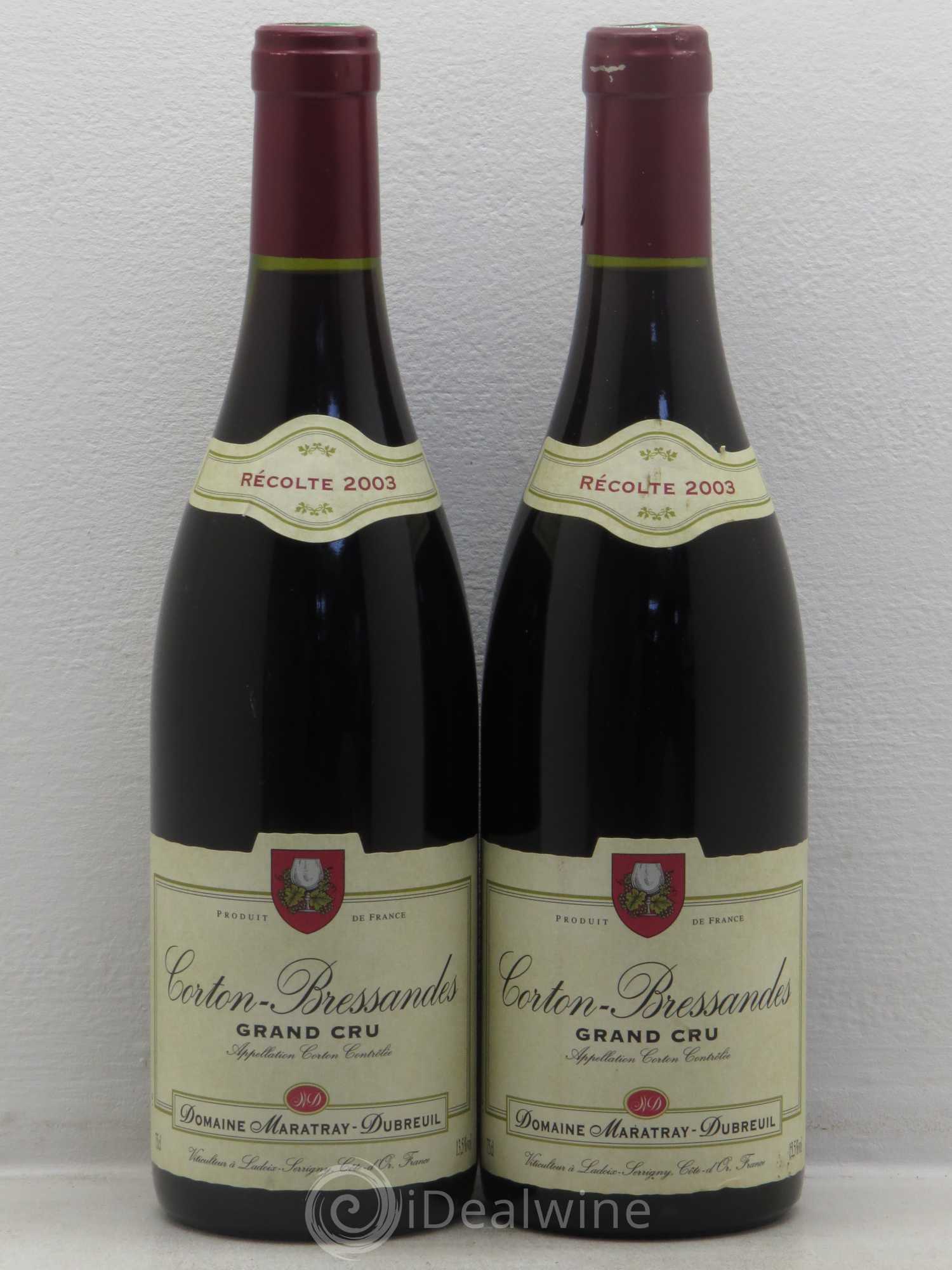 Corton Grand Cru Bressandes - Maurice Maratray 2003 - Posten von 2 Flaschen - 0