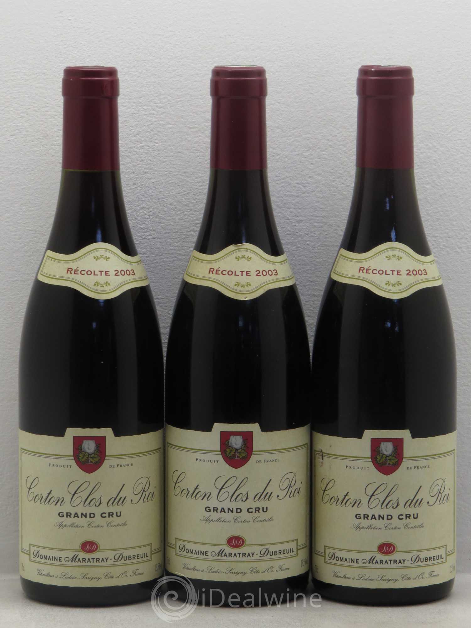 Corton Grand Cru Clos du Roy - Maratray-Dubreuil 2003 - Posten von 3 Flaschen - 0