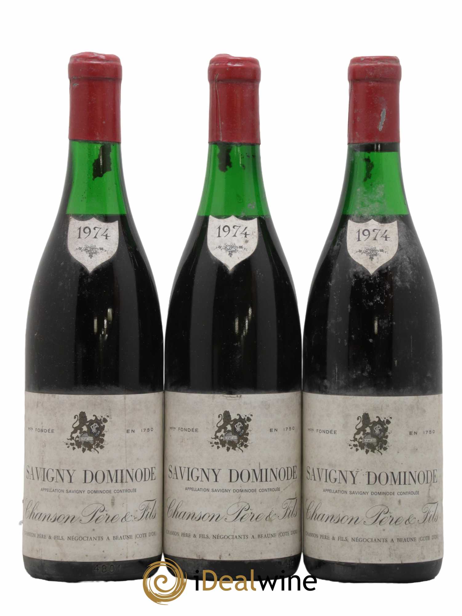 Savigny-lès-Beaune Dominode Chanson Pere et Fils 1974 - Lot de 3 bouteilles - 0