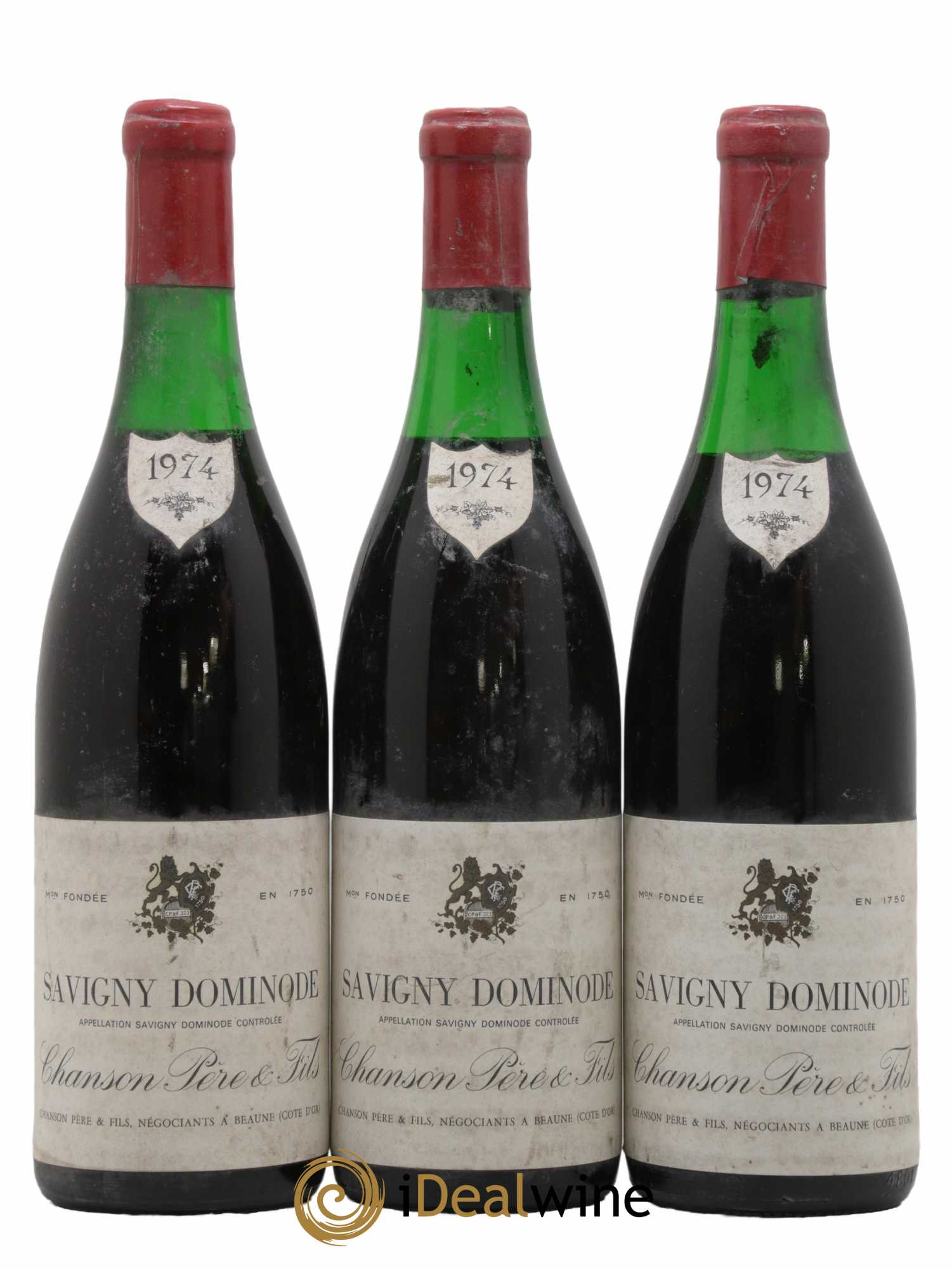 Savigny-lès-Beaune Dominode Chanson Pere et Fils 1974 - Lot de 3 bouteilles - 0