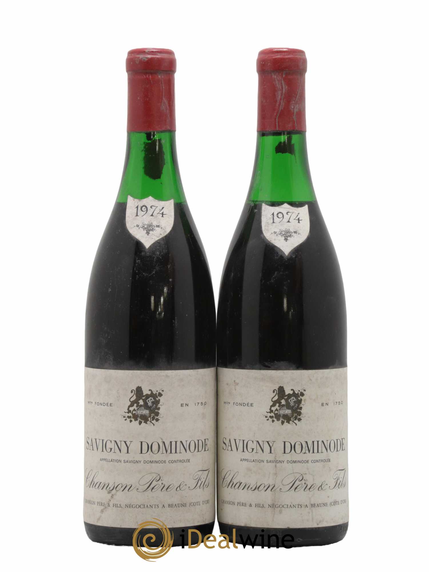 Savigny-lès-Beaune Dominode Chanson Pere et Fils 1974 - Lot de 2 bouteilles - 0