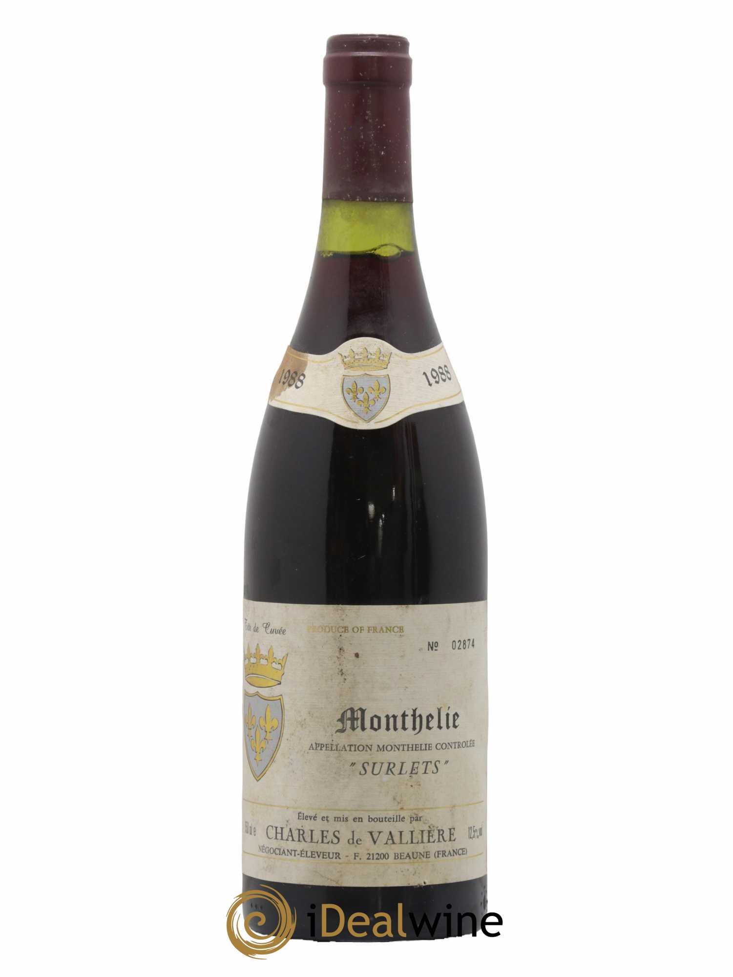 Monthélie Surlets Charles de Vallière 1988 - Lot de 1 bouteille - 0