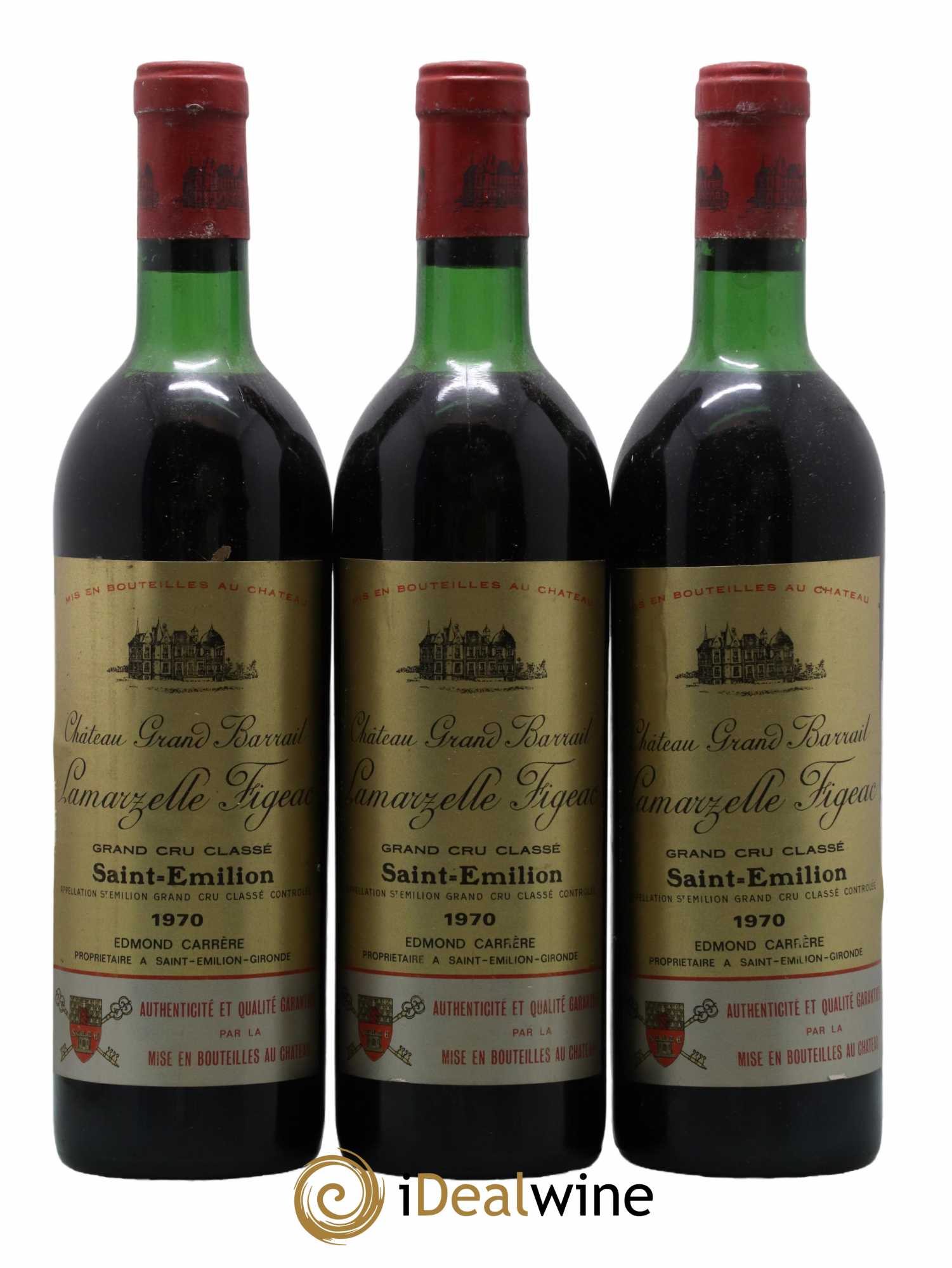 Château Grand Barrail Lamarzelle Figeac Grand Cru Classé 1970 - Lot de 3 bouteilles - 0