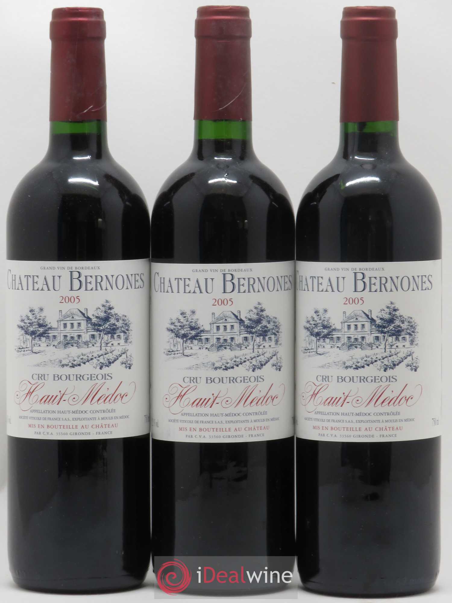 Haut Médoc Château Bernones (sans prix de réserve) 2005 - Posten von 3 Flaschen - 0