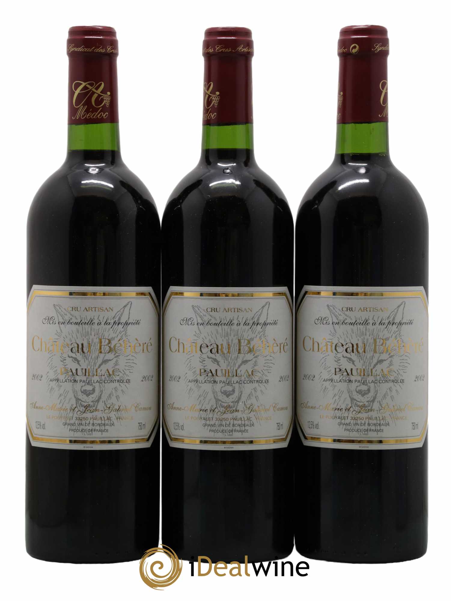 Pauillac Chateau Behere 2002 - Lot de 3 bouteilles - 0
