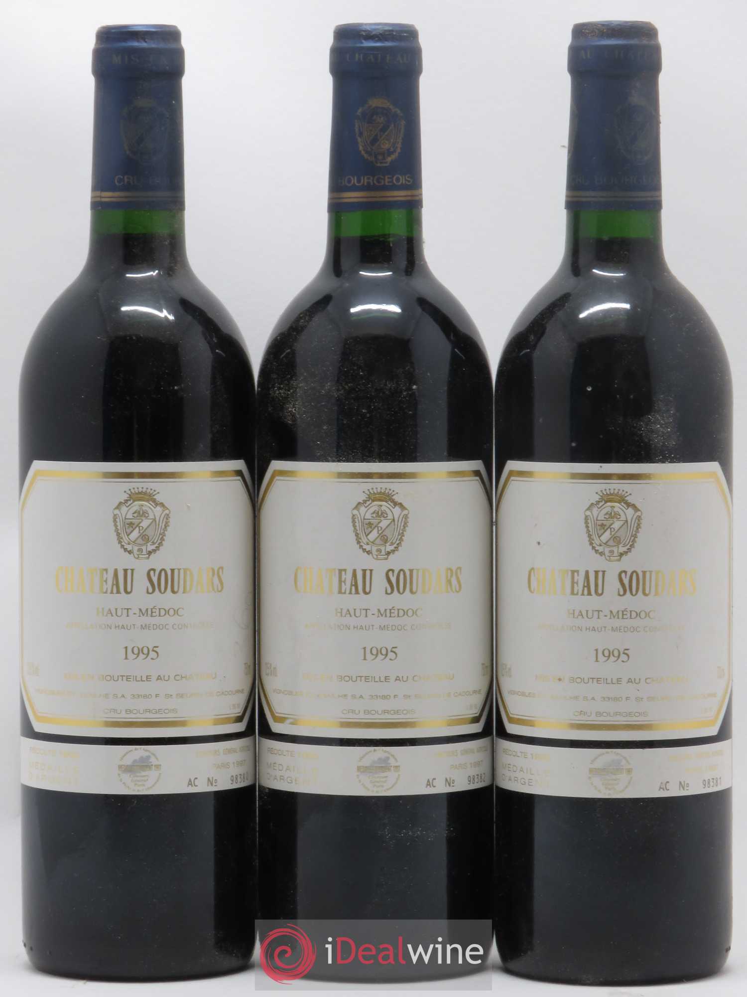 Château Soudars Cru Bourgeois (sans prix de réserve) 1995 - Lot de 3 bouteilles - 0