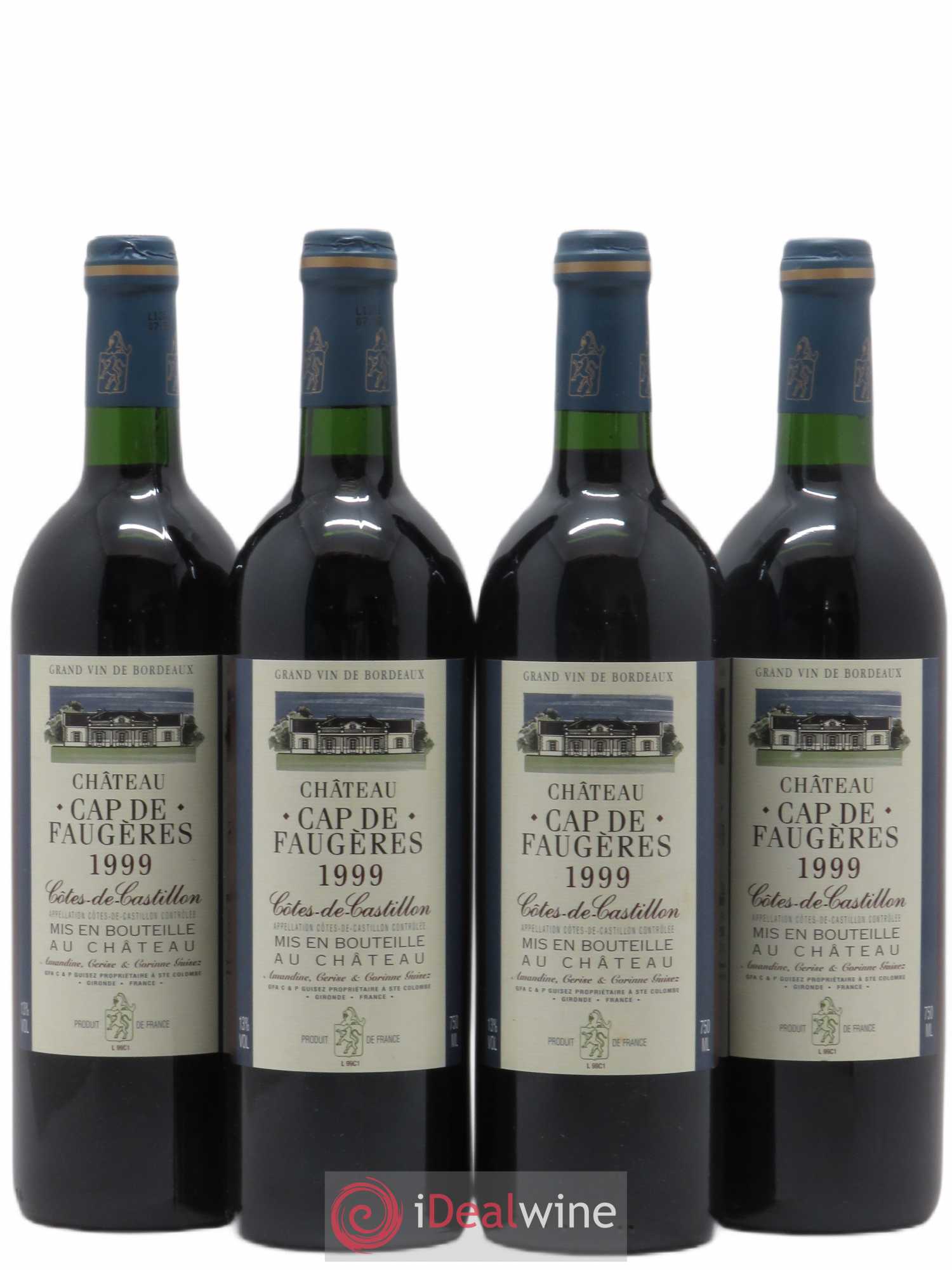 Château Cap de Faugères (sans prix de réserve) 1999 - Lot de 4 bouteilles - 0
