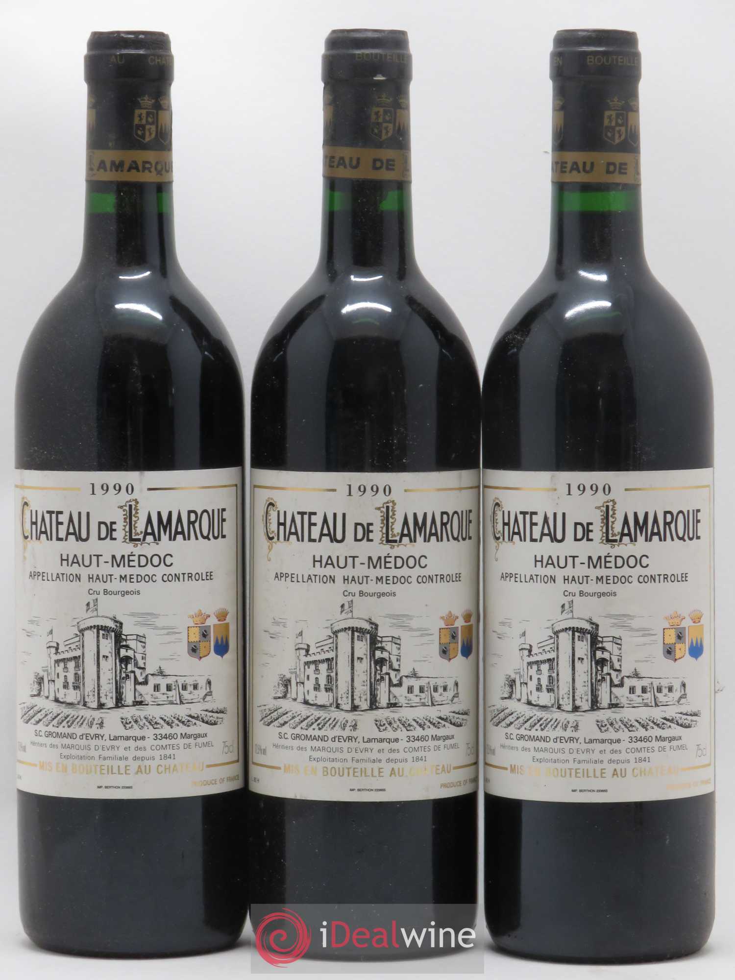 Château de Lamarque Cru Bourgeois 1990 - Lot de 3 bouteilles - 0