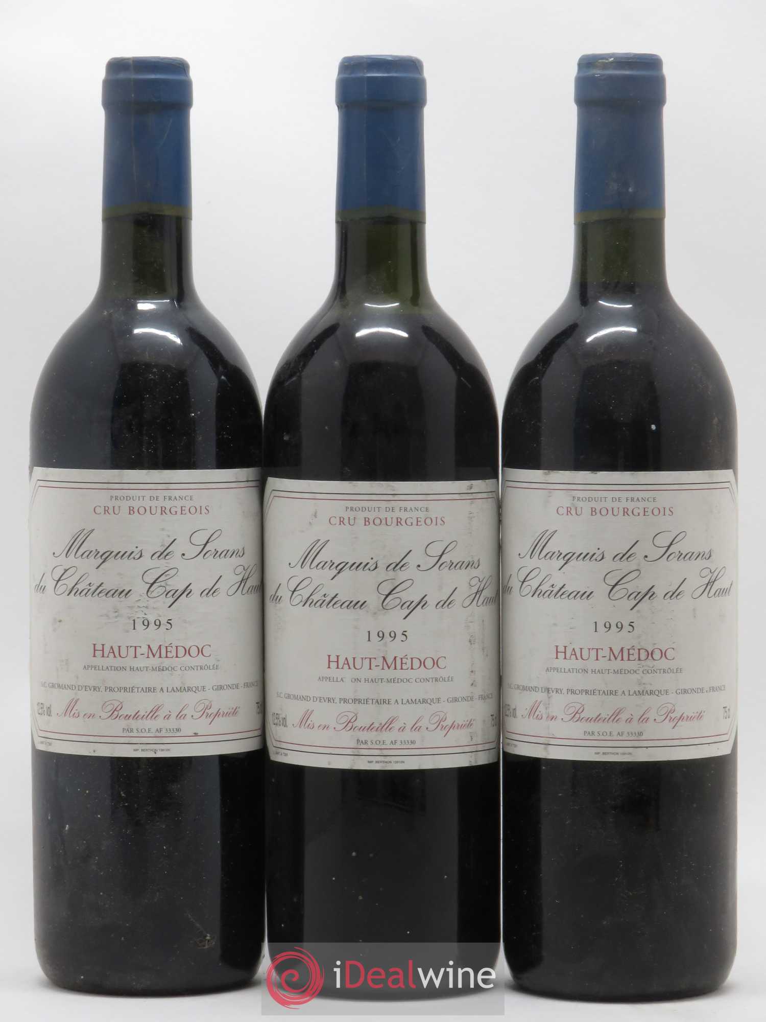Haut Médoc Marquis de Sorans du Château Cap de Haut 1995 - Posten von 3 Flaschen - 0
