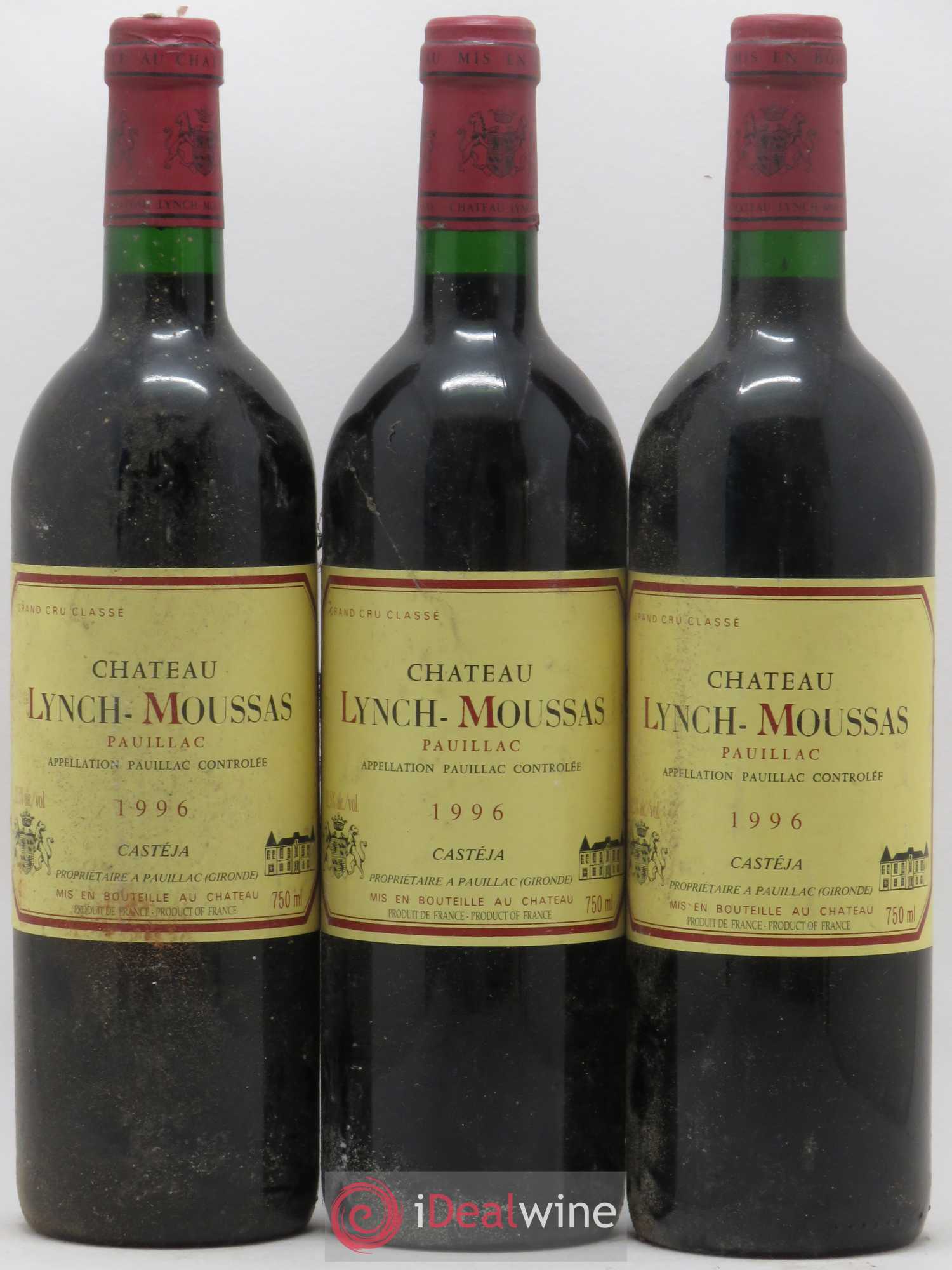 Château Lynch Moussas 5ème Grand Cru Classé 1996 - Lot de 3 bouteilles - 0