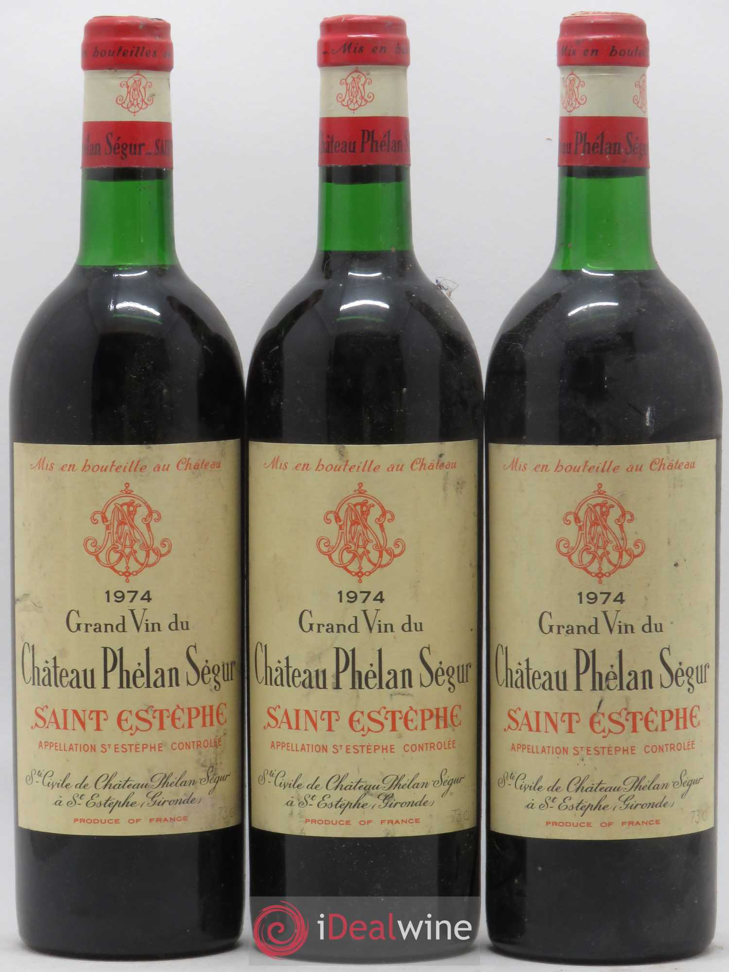 Château Phélan Ségur 1974 - Lot de 3 bouteilles - 0