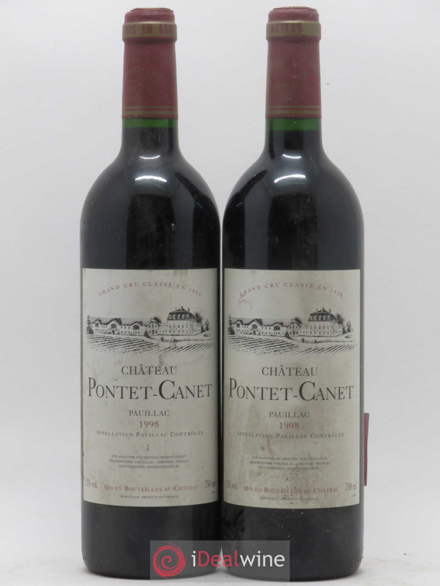 Château Pontet Canet 5ème Grand Cru Classé 1998 - Lot de 2 bouteilles - 0