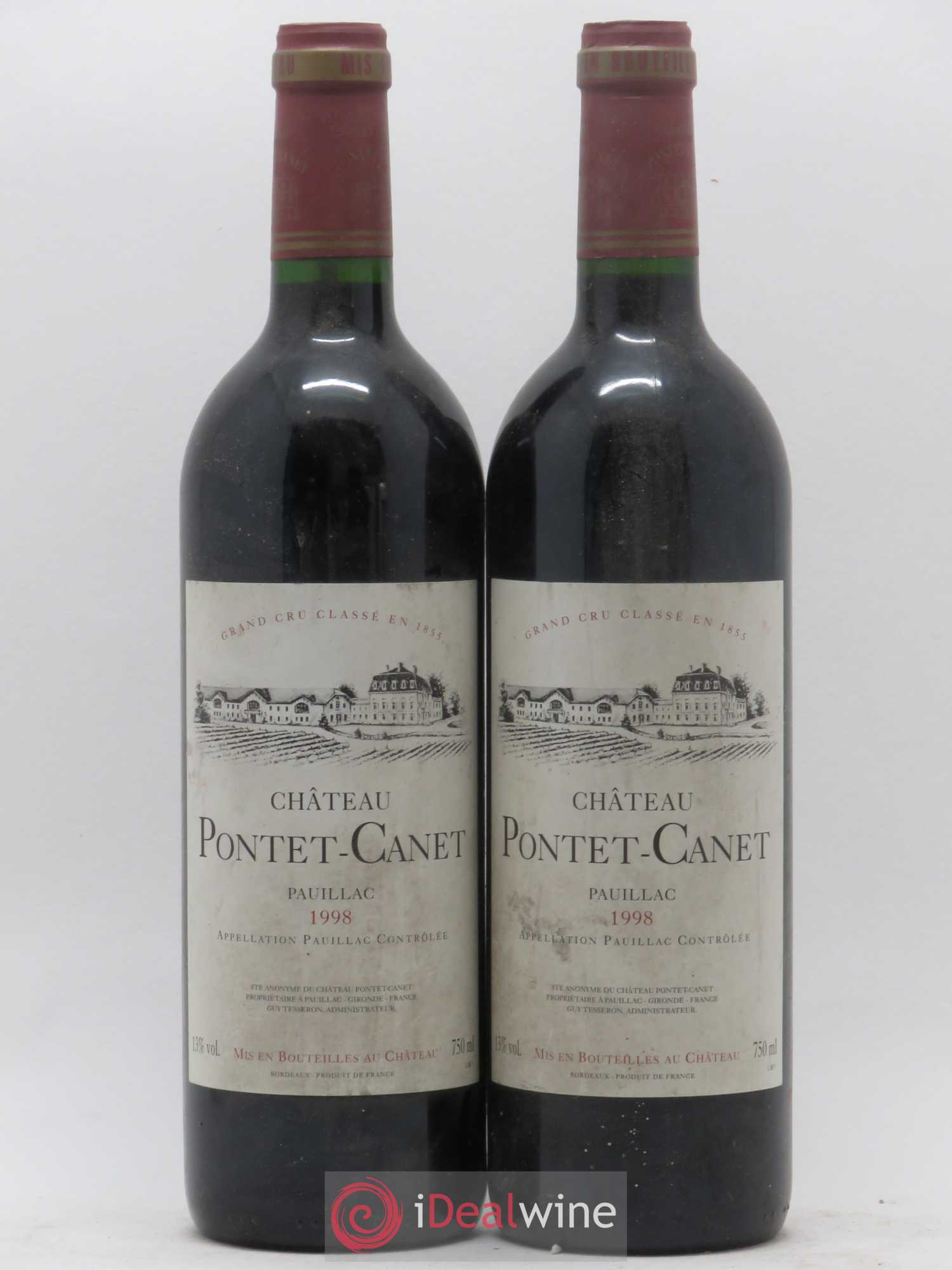 Château Pontet Canet 5ème Grand Cru Classé 1998 - Lot de 2 bouteilles - 0